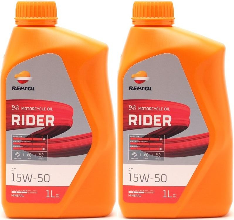 Repsol Motorrad Motoröl RIDER 4T 15W-50 1 Liter 2x 1l = 2 Liter