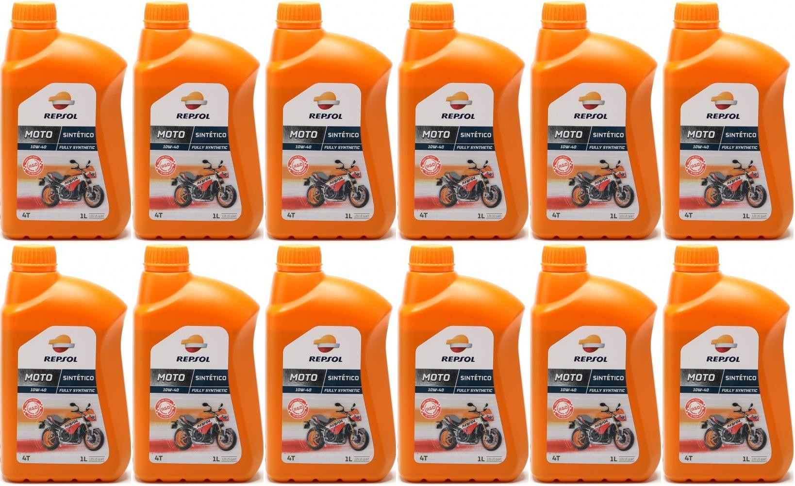 Repsol Motorrad Motoröl MOTO SINTETICO 4T 10W40 1 Liter 12x 1l = 12 Liter