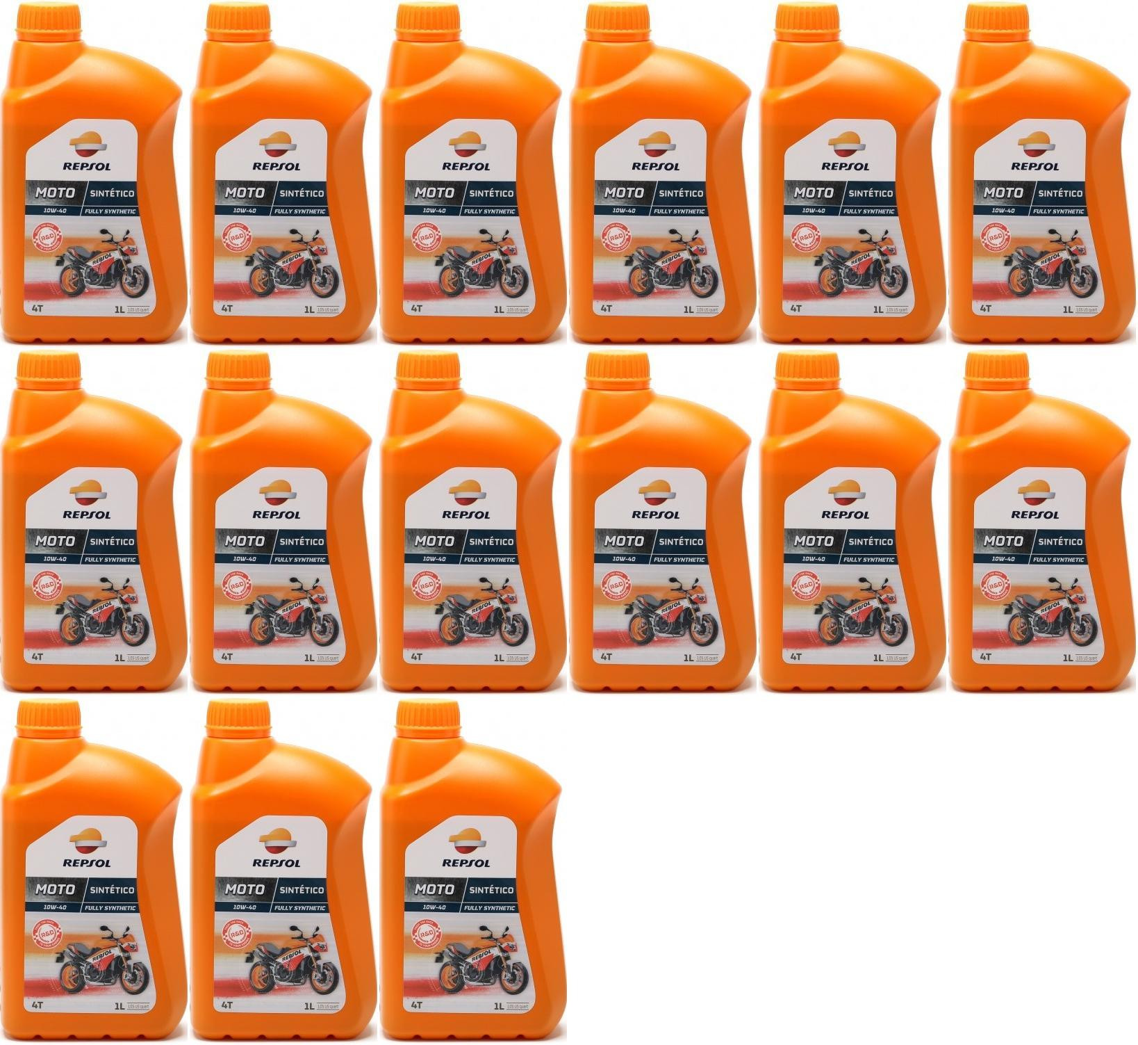 Repsol Motorrad Motoröl MOTO SINTETICO 4T 10W40 1 Liter 15x 1l = 15 Liter