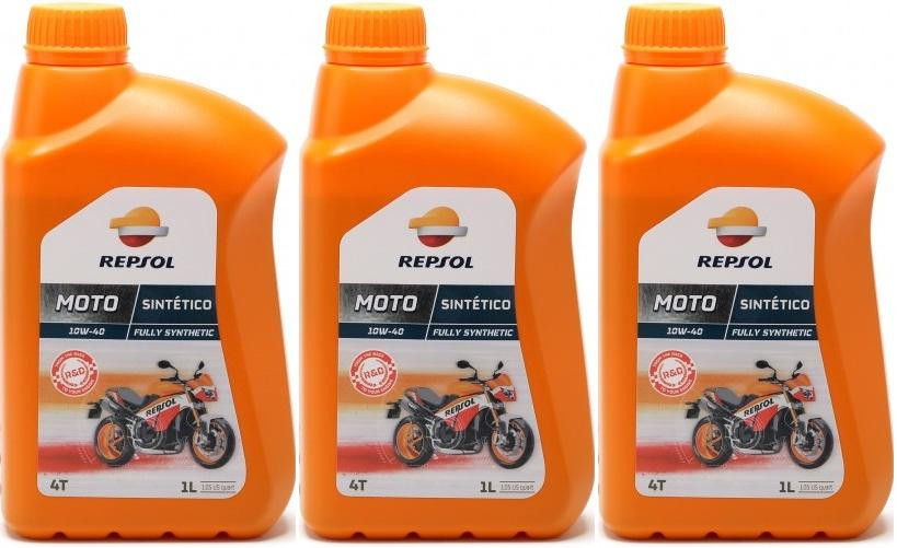 Repsol Motorrad Motoröl MOTO SINTETICO 4T 10W40 1 Liter 3x 1l = 3 Liter