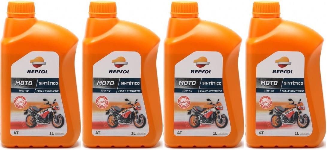 Repsol Motorrad Motoröl MOTO SINTETICO 4T 10W40 1 Liter 4x 1l = 4 Liter