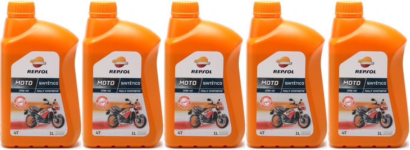 Repsol Motorrad Motoröl MOTO SINTETICO 4T 10W40 1 Liter 5x 1l = 5 Liter