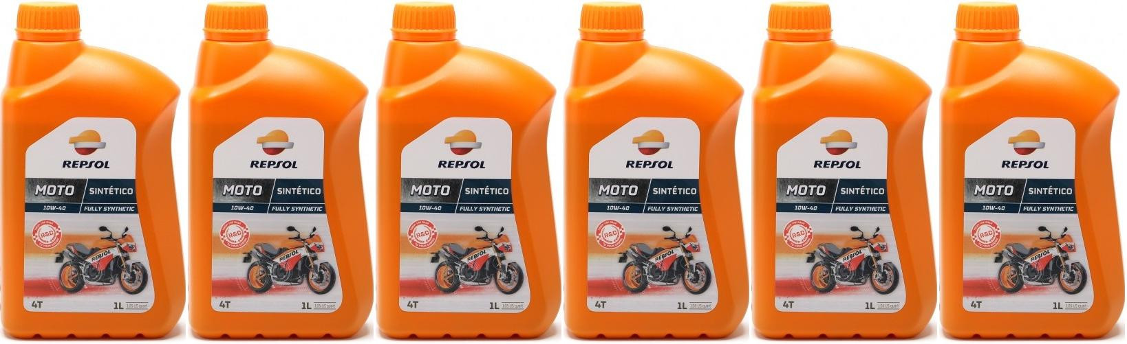 Repsol Motorrad Motoröl MOTO SINTETICO 4T 10W40 1 Liter 6x 1l = 6 Liter