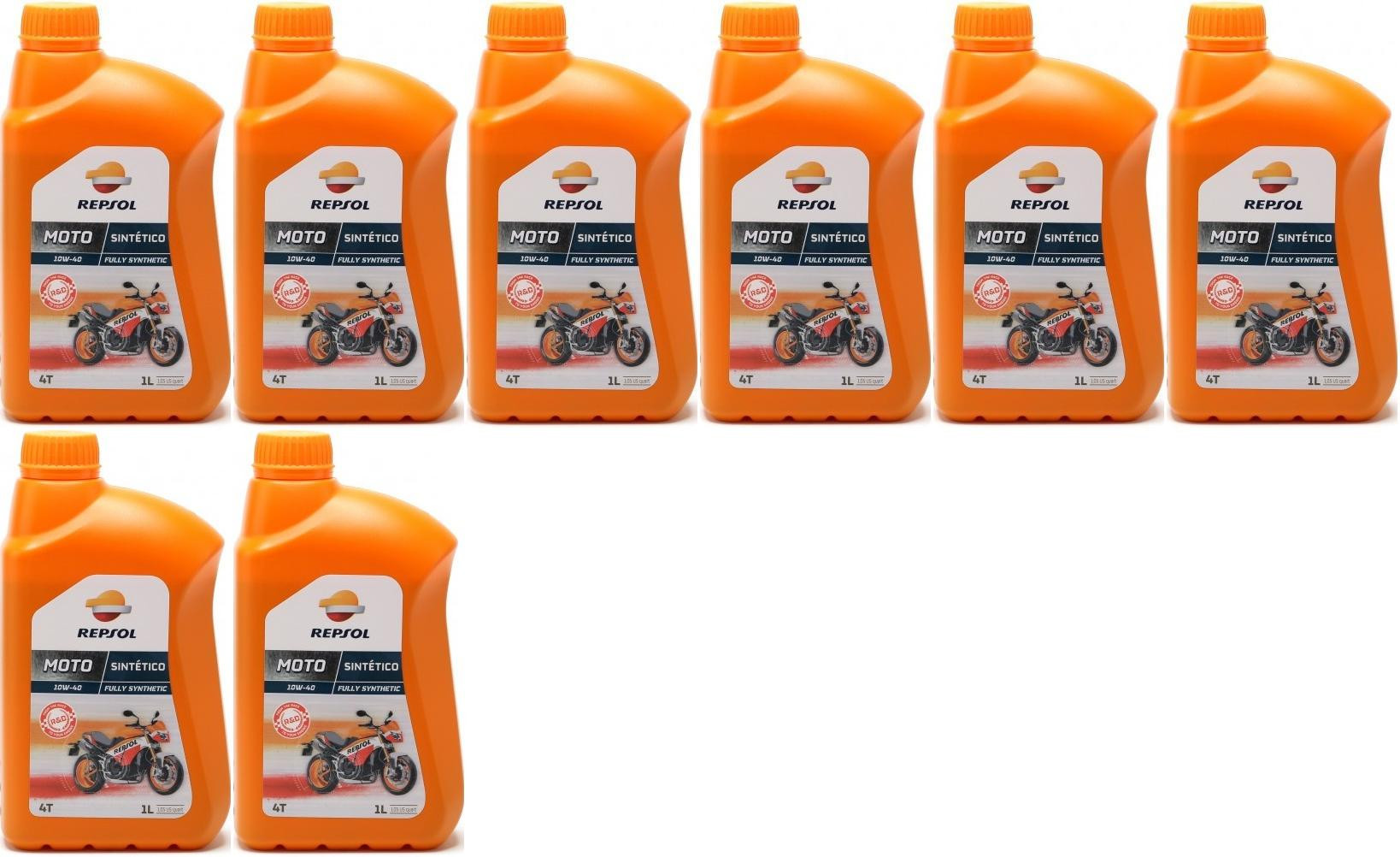 Repsol Motorrad Motoröl MOTO SINTETICO 4T 10W40 1 Liter 8x 1l = 8 Liter