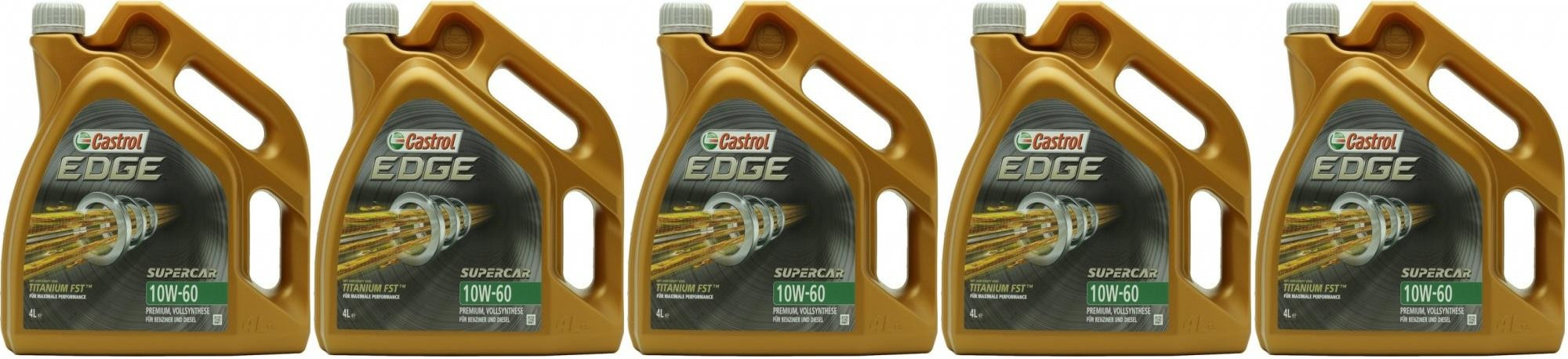 Castrol Edge 10W-60 Supercar Motoröl Kanister 5x 4l = 20 Liter