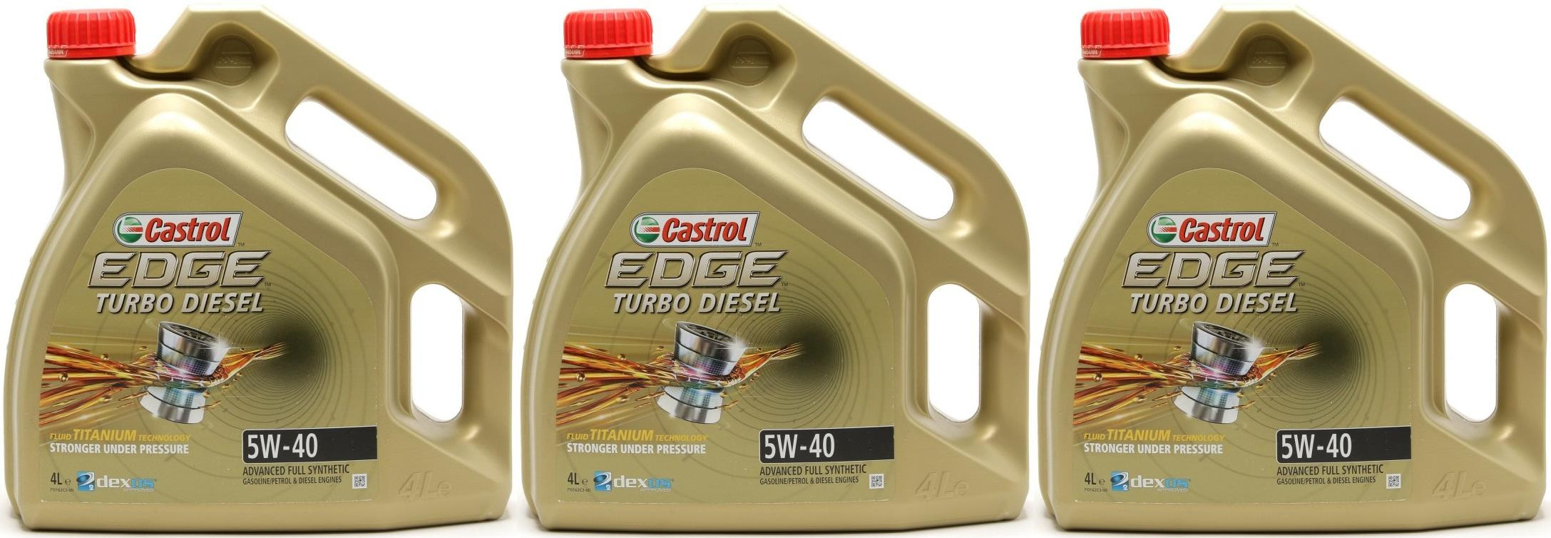 Castrol Edge Turbo Diesel 5W-40 Fluid Titanium (ex. FST) Motoröl 3x4l = 12 Liter