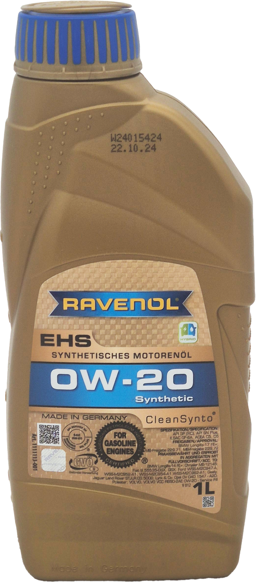 Ravenol EHS SAE 0W-20 Motoröl 1 Liter Flasche