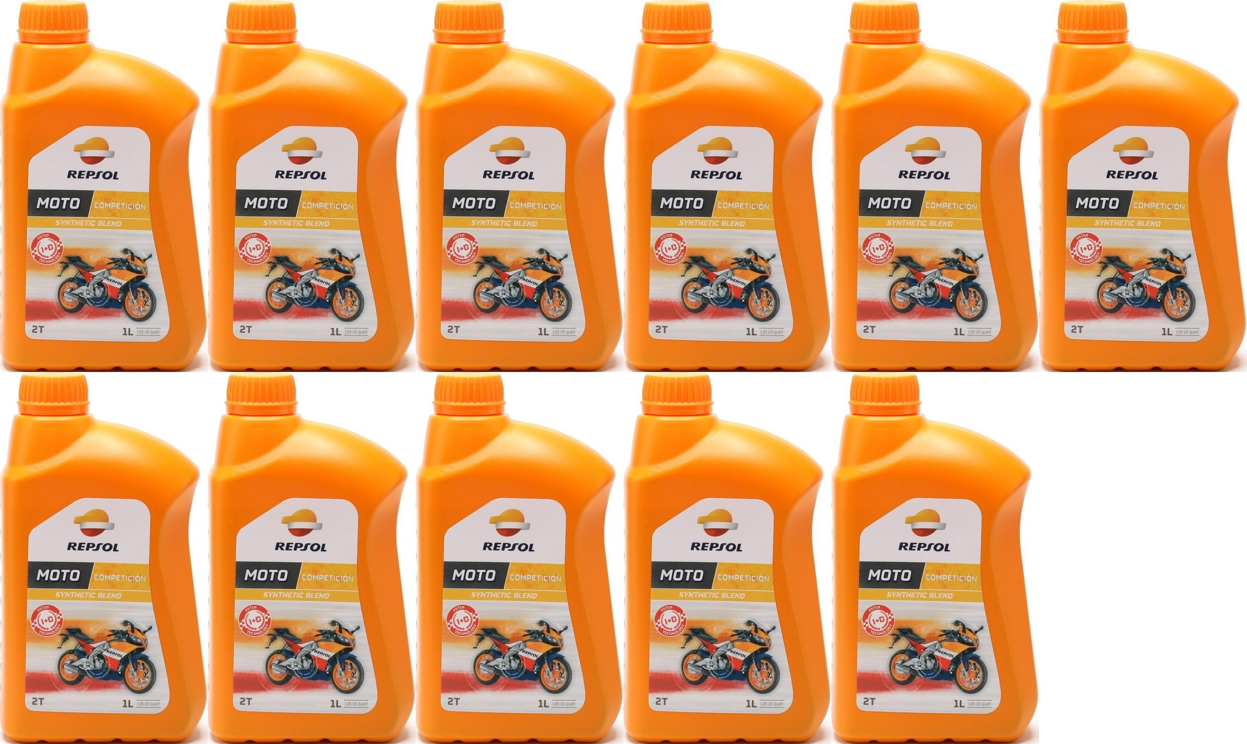 Repsol Motorrad Motoröl MOTO COMPETICION 2T 1 Liter 11x 1l = 11 Liter