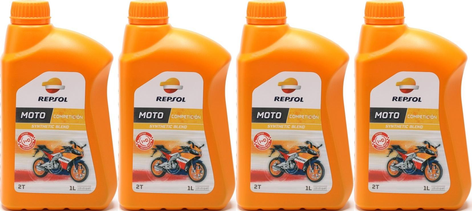 Repsol Motorrad Motoröl MOTO COMPETICION 2T 1 Liter 4x 1l = 4 Liter