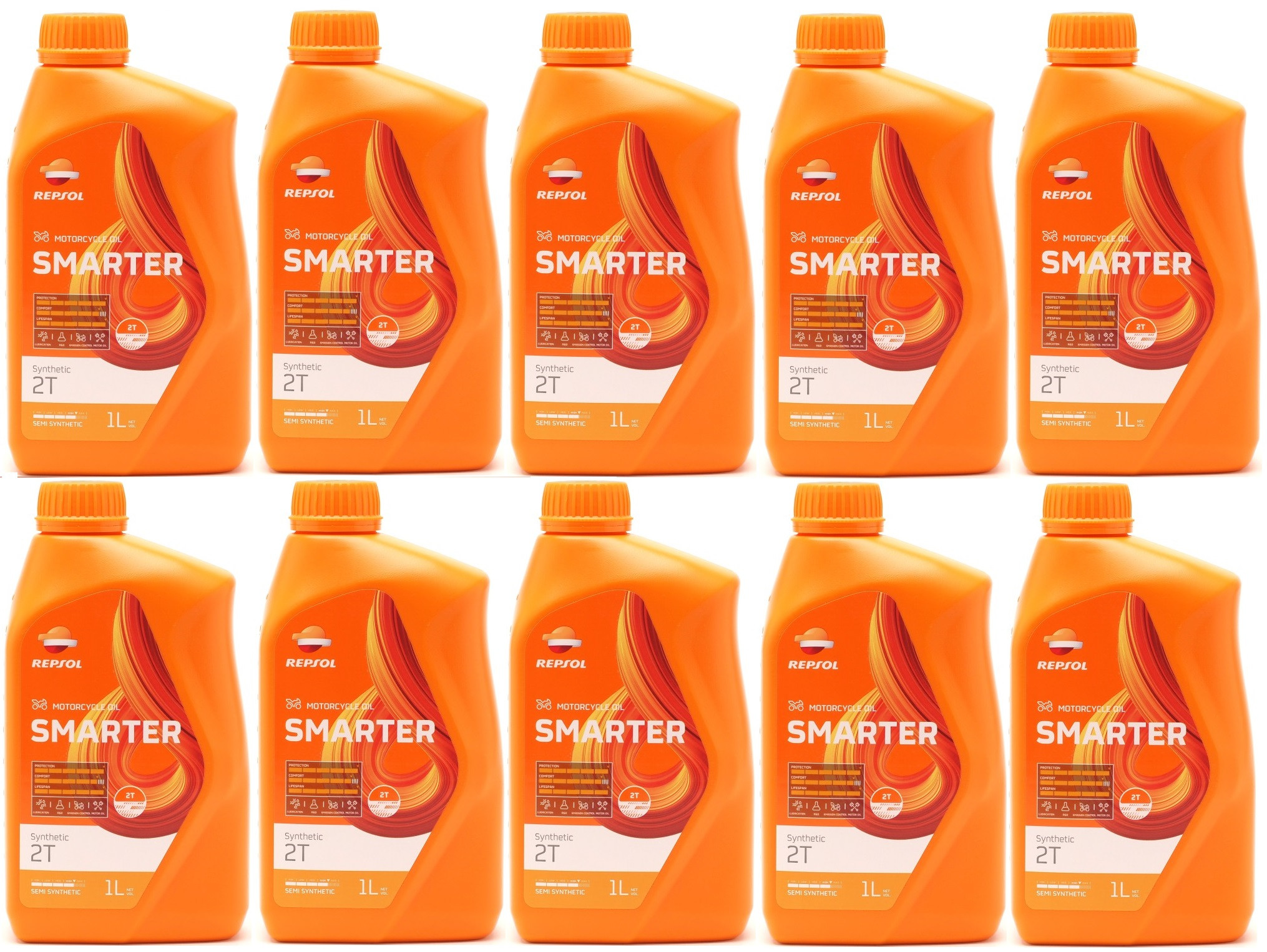 Repsol Motorrad Motoröl SMARTER Synthetic 2T 1 Liter 10x 1l = 10 Liter