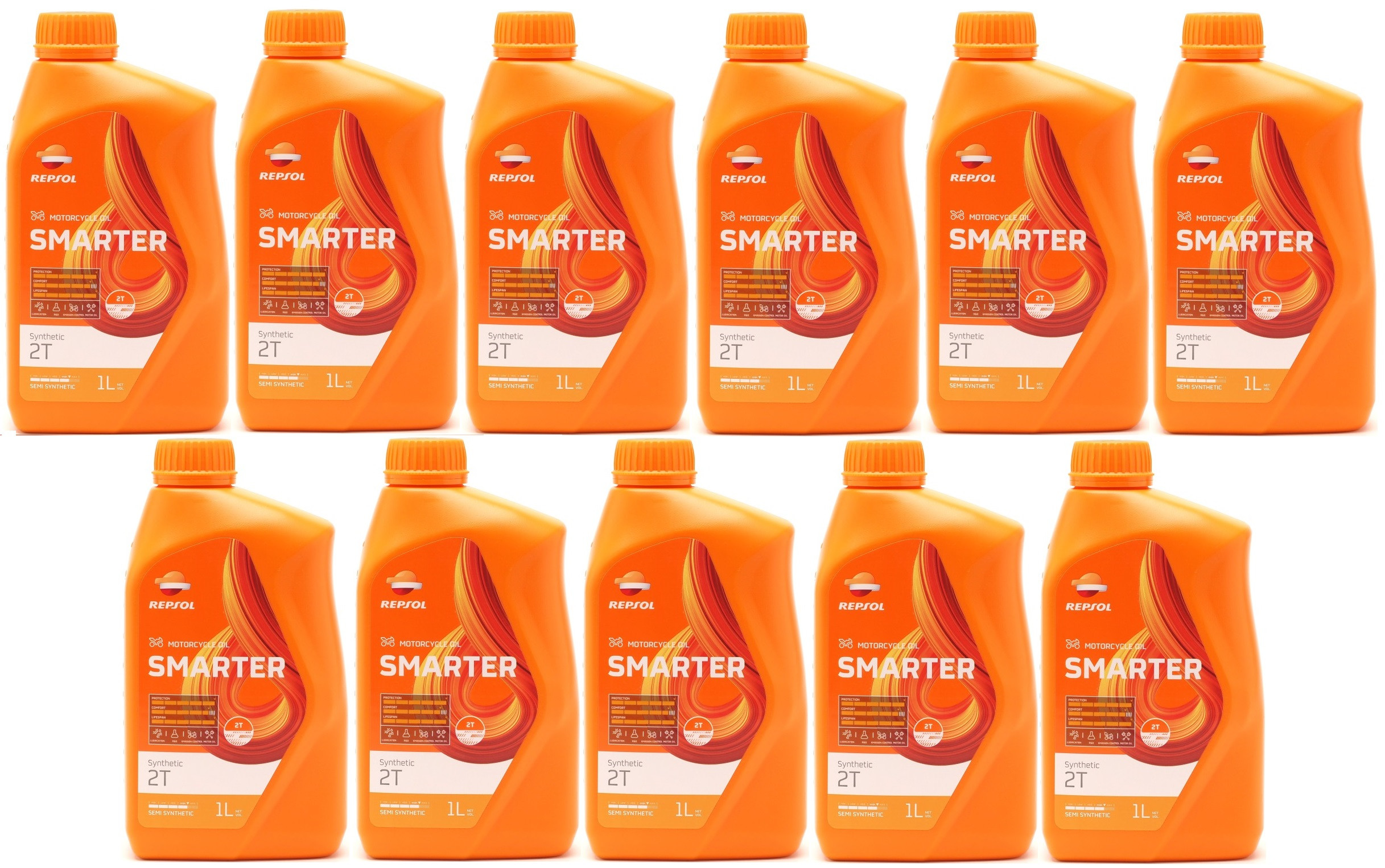 Repsol Motorrad Motoröl SMARTER Synthetic 2T 1 Liter 11x 1l = 11 Liter