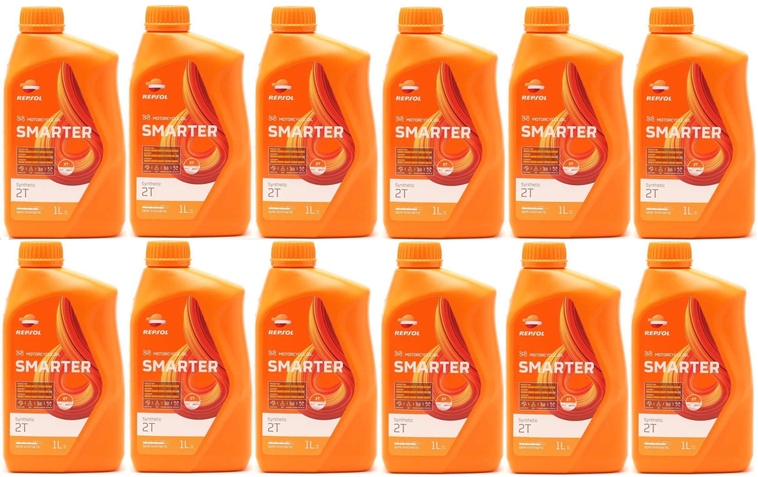 Repsol Motorrad Motoröl SMARTER Synthetic 2T 1 Liter 12x 1l = 12 Liter