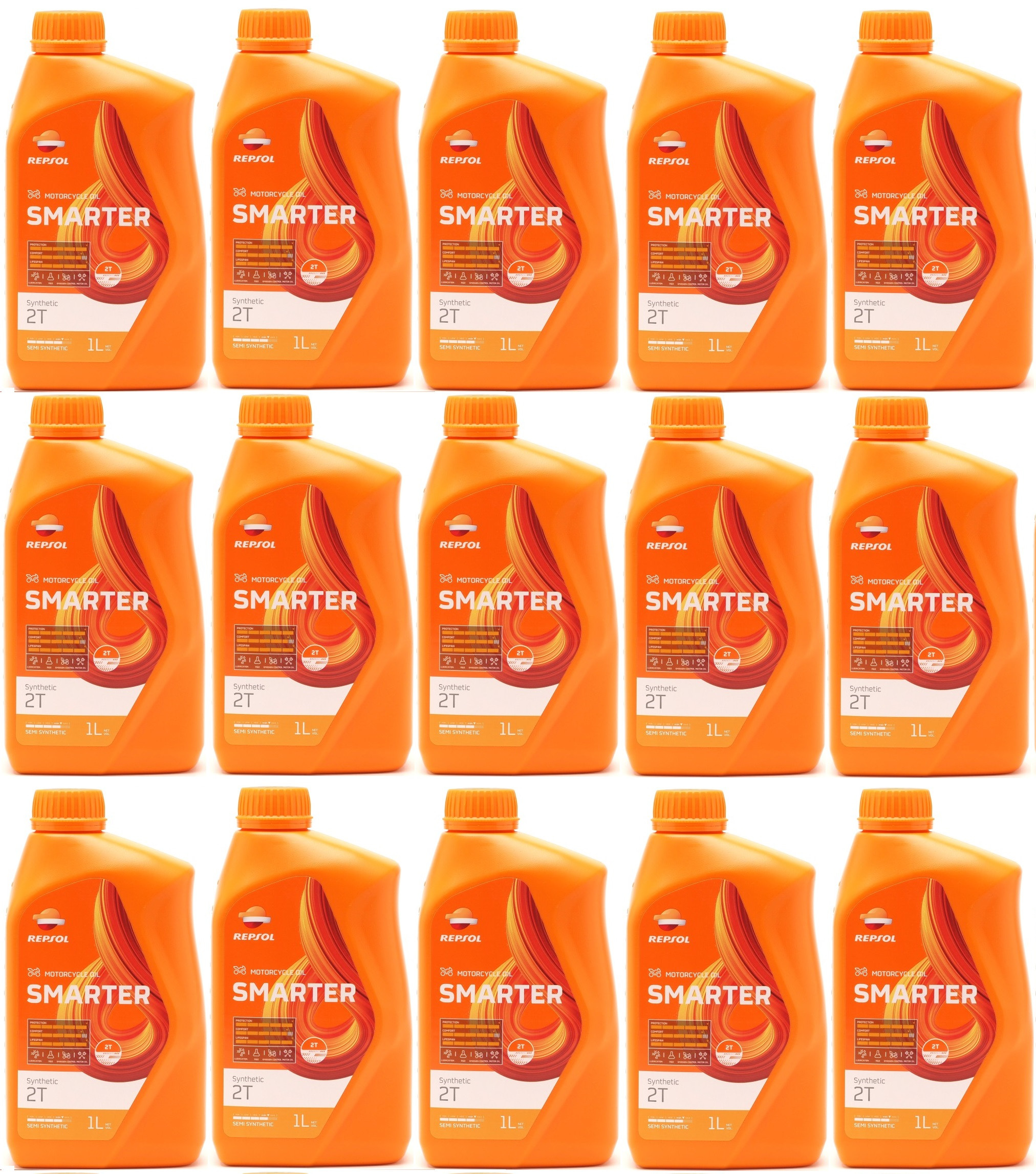 Repsol Motorrad Motoröl SMARTER Synthetic 2T 1 Liter 15x 1l = 15 Liter