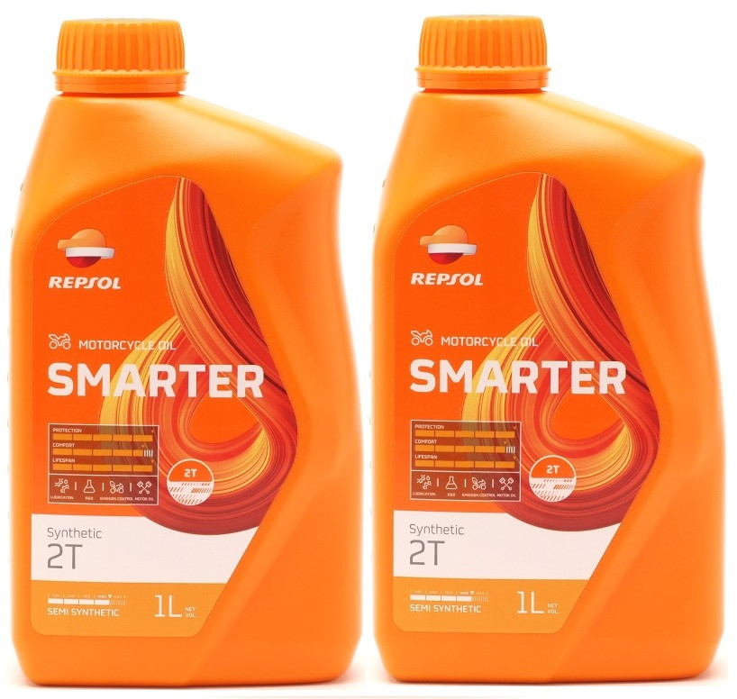 Repsol Motorrad Motoröl SMARTER Synthetic 2T 1 Liter 2x 1l = 2 Liter