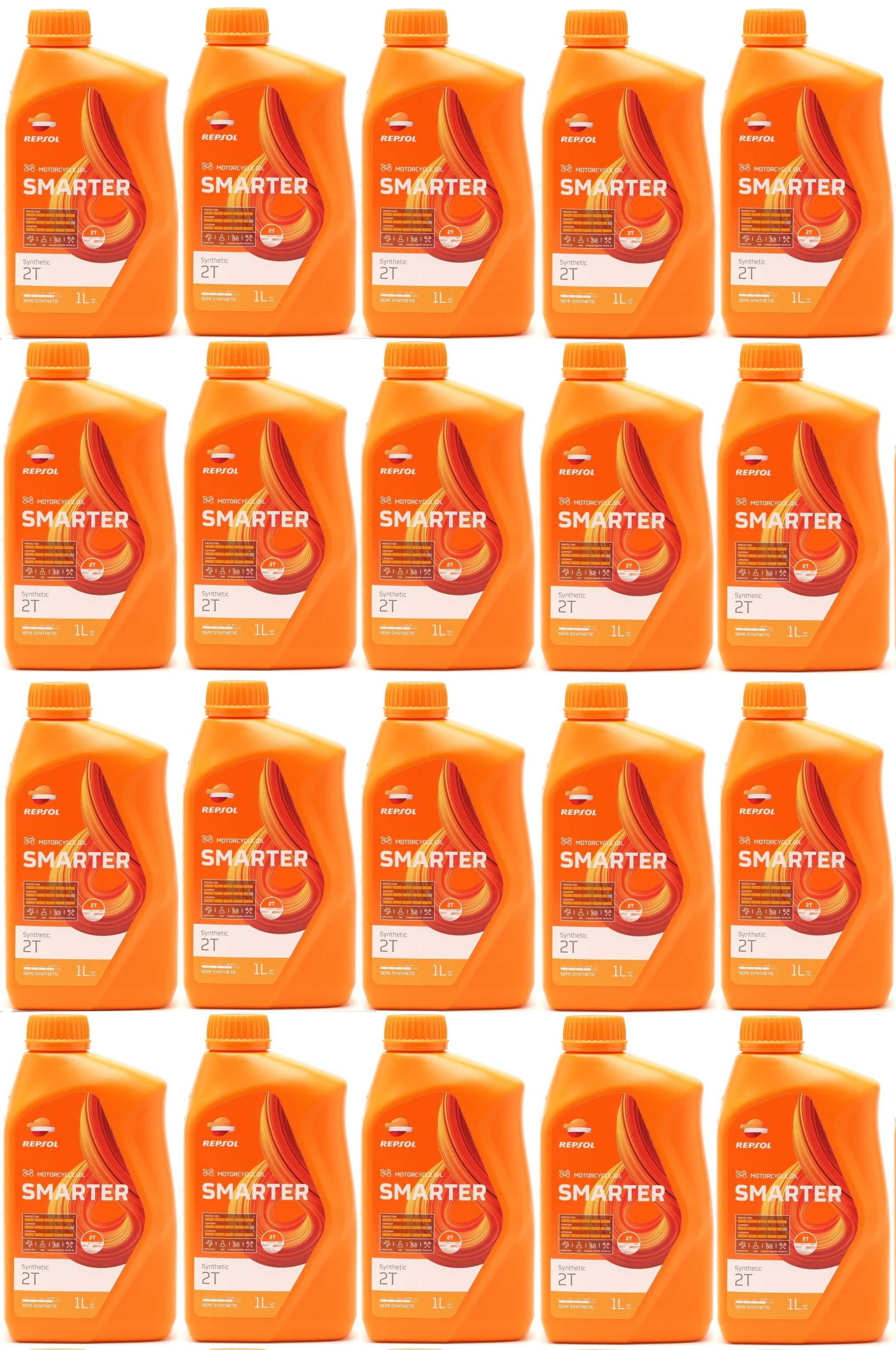 Repsol Motorrad Motoröl SMARTER Synthetic 2T 1 Liter 20x 1l = 20 Liter