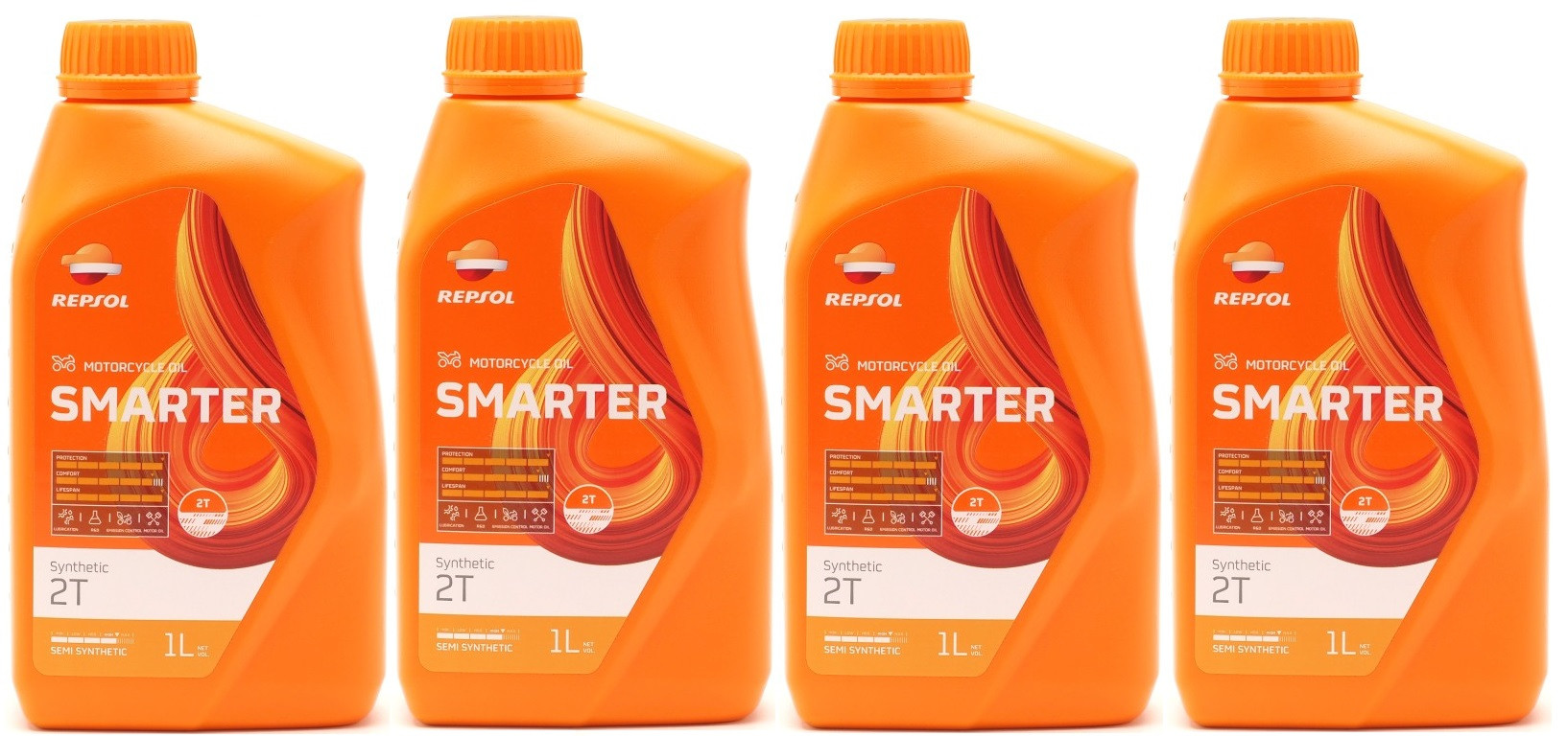 Repsol Motorrad Motoröl SMARTER Synthetic 2T 1 Liter 4x 1l = 4 Liter