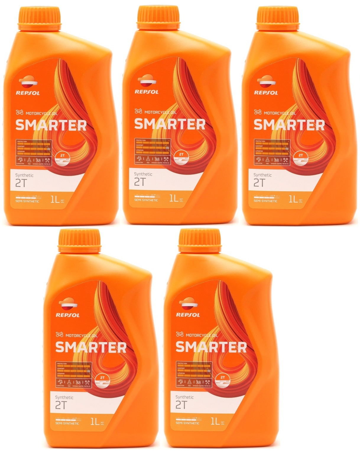 Repsol Motorrad Motoröl SMARTER Synthetic 2T 1 Liter 5x 1l = 5 Liter