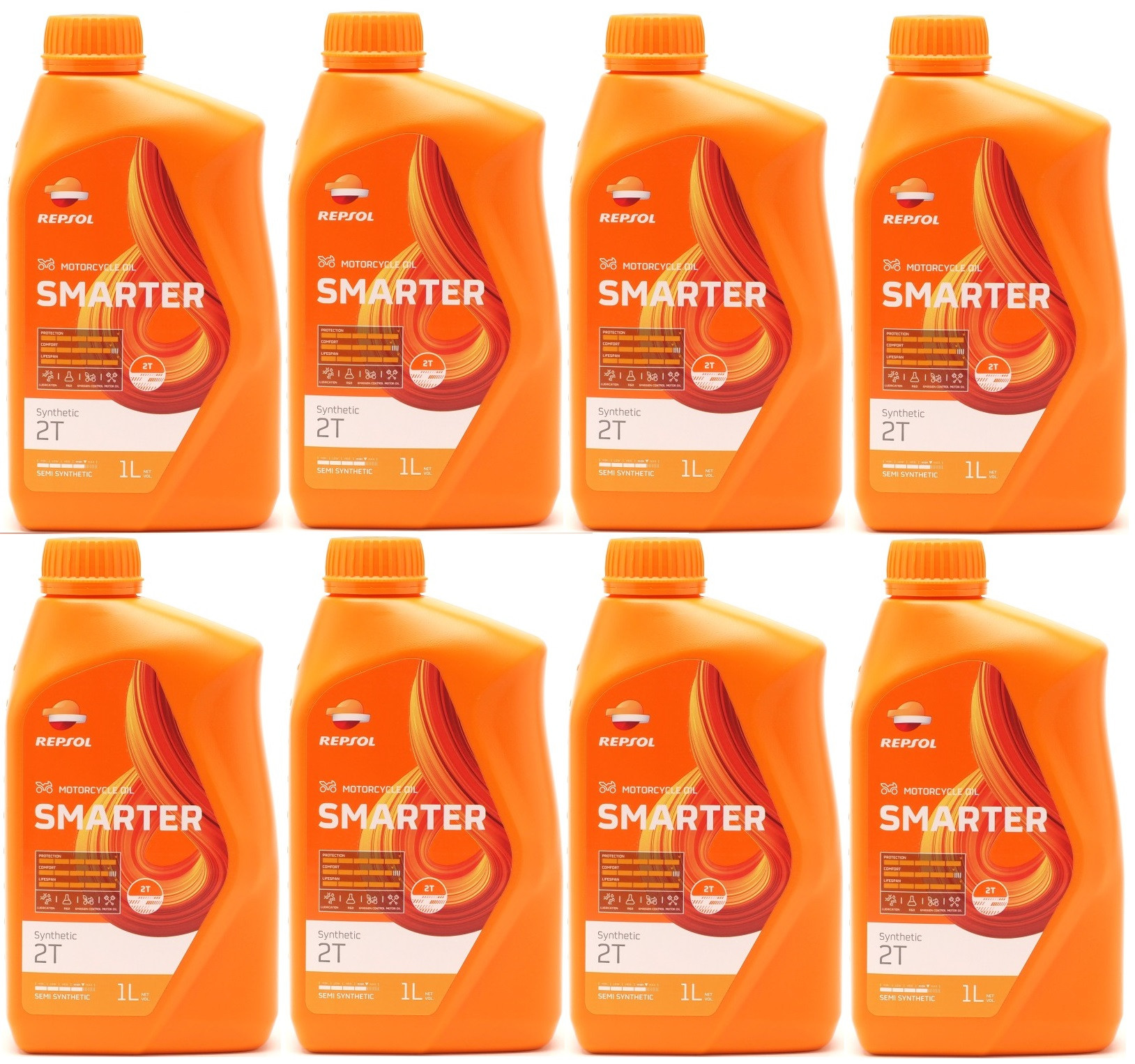 Repsol Motorrad Motoröl SMARTER Synthetic 2T 1 Liter 8x 1l = 8 Liter