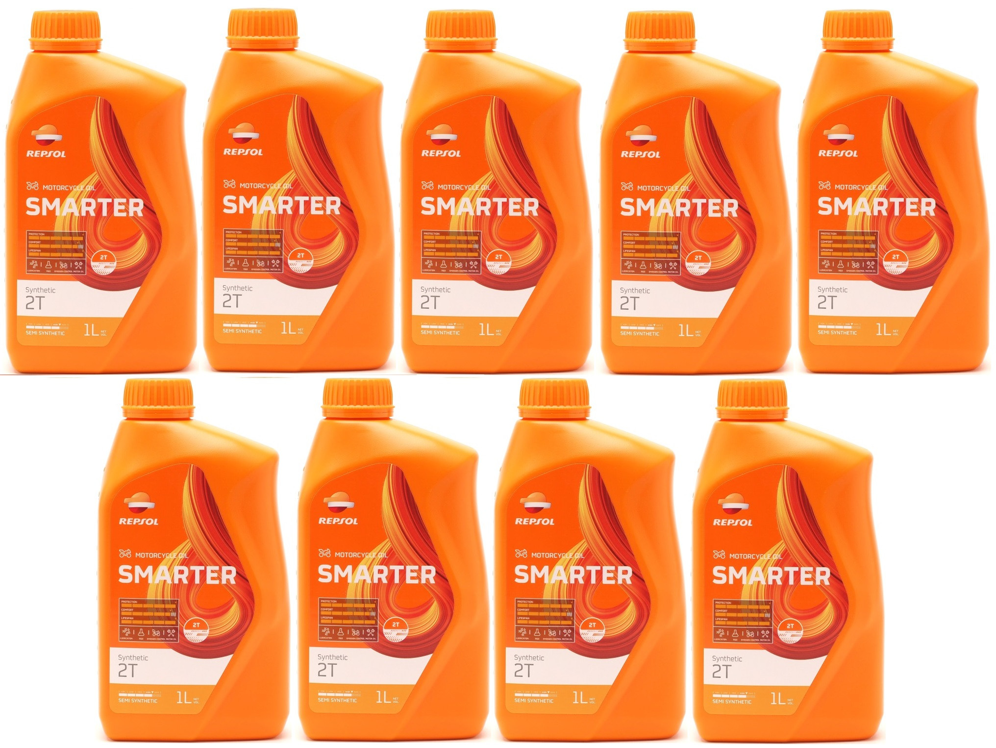Repsol Motorrad Motoröl SMARTER Synthetic 2T 1 Liter 9x 1l = 9 Liter