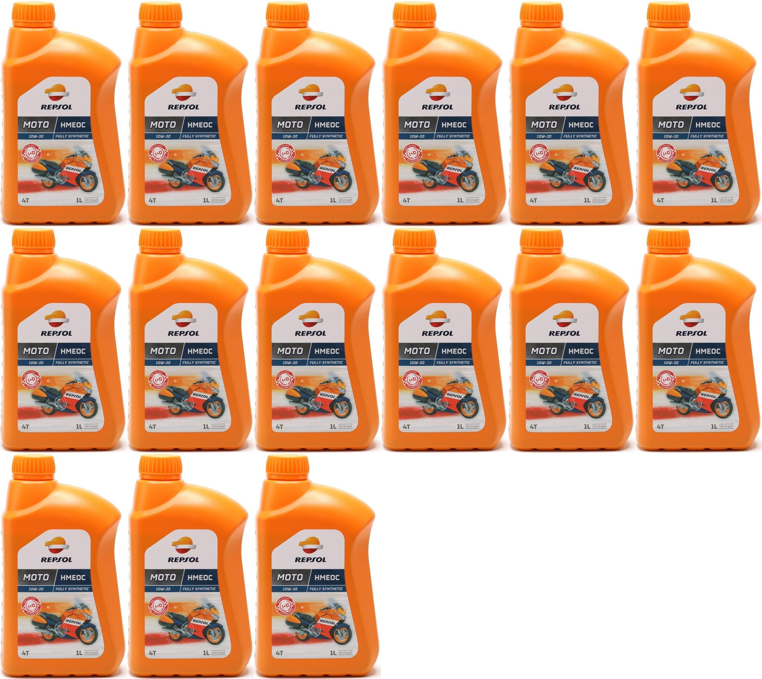 Repsol Motorrad Motoröl MOTO HMEOC 4T 10W30 1 Liter 15x 1l = 15 Liter