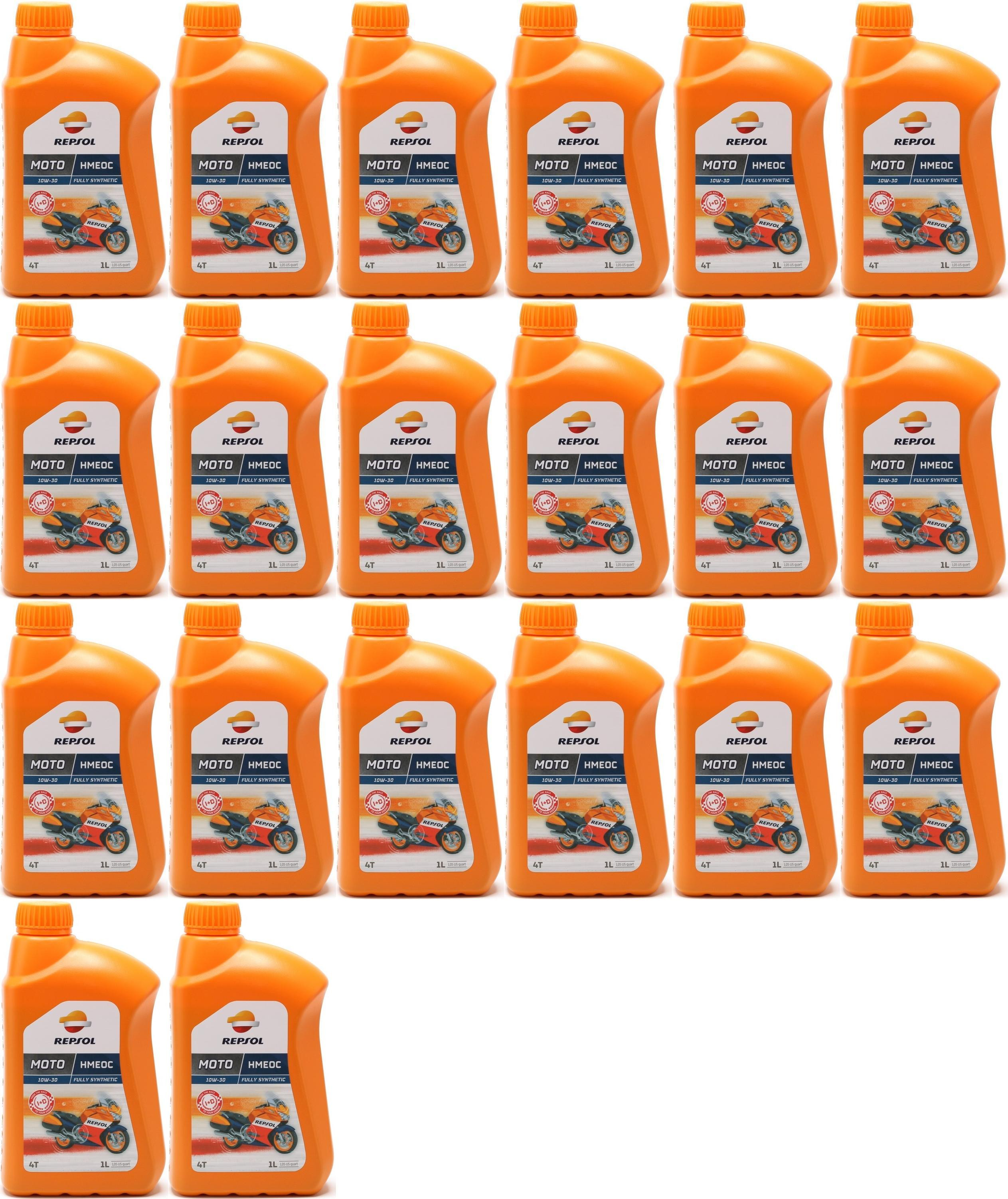 Repsol Motorrad Motoröl MOTO HMEOC 4T 10W30 1 Liter 20x 1l = 20 Liter