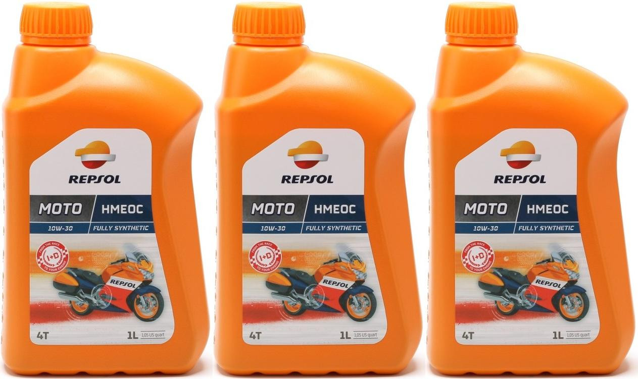 Repsol Motorrad Motoröl MOTO HMEOC 4T 10W30 1 Liter 3x 1l = 3 Liter