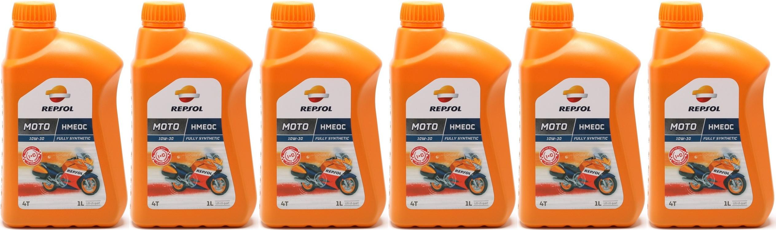 Repsol Motorrad Motoröl MOTO HMEOC 4T 10W30 1 Liter 6x 1l = 6 Liter