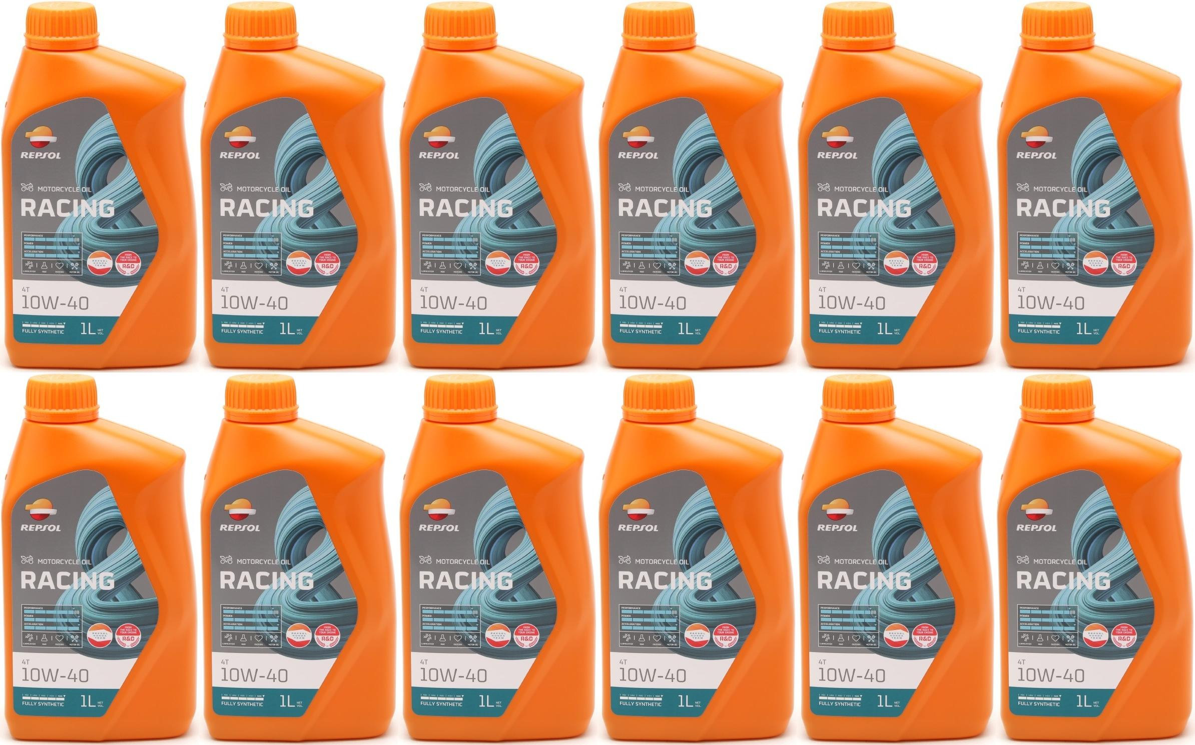 Repsol Motorrad Motoröl MOTO RACING 4T 10W40 1 Liter 12x 1l = 12 Liter