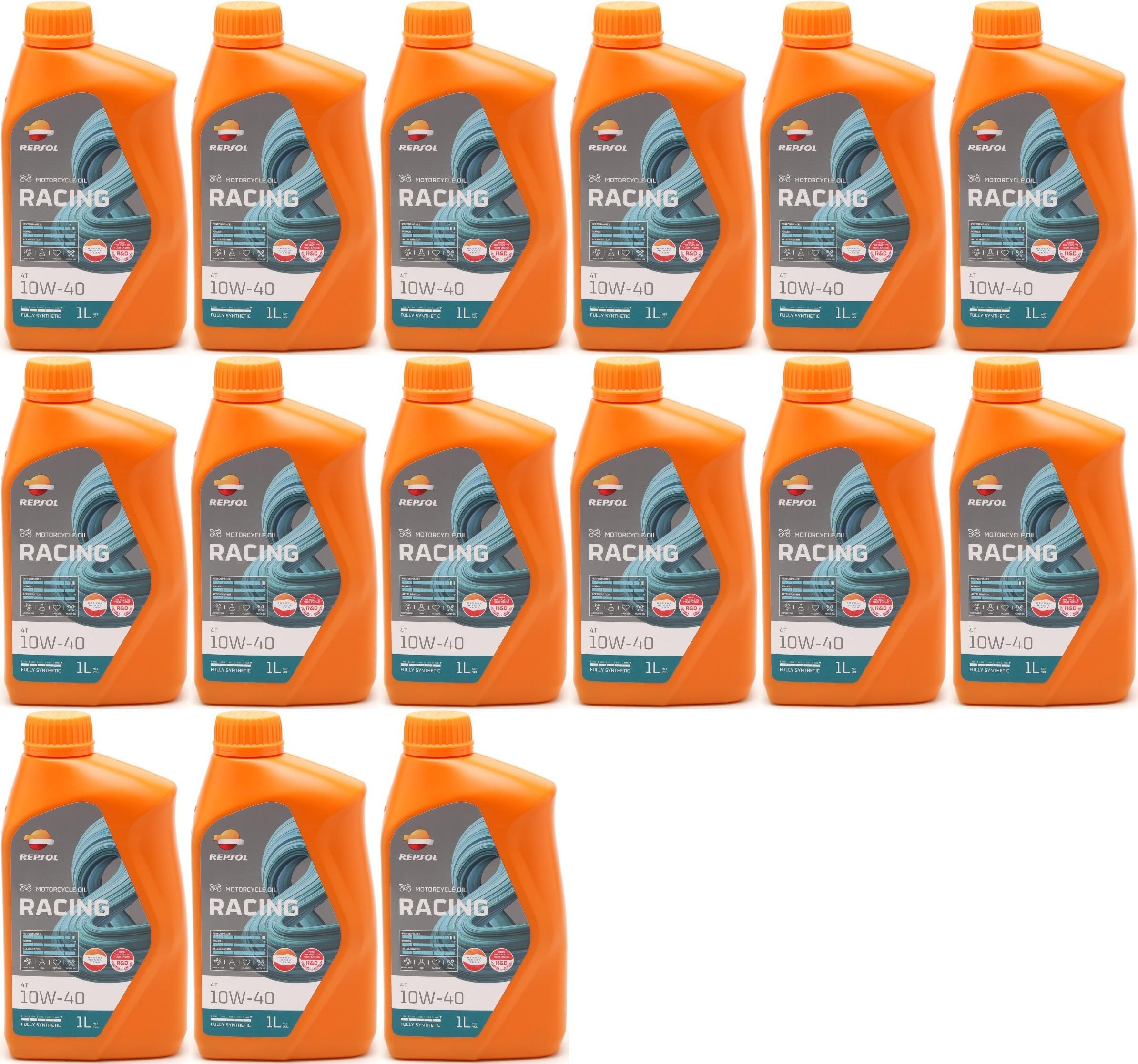 Repsol Motorrad Motoröl MOTO RACING 4T 10W40 1 Liter 15x 1l = 15 Liter