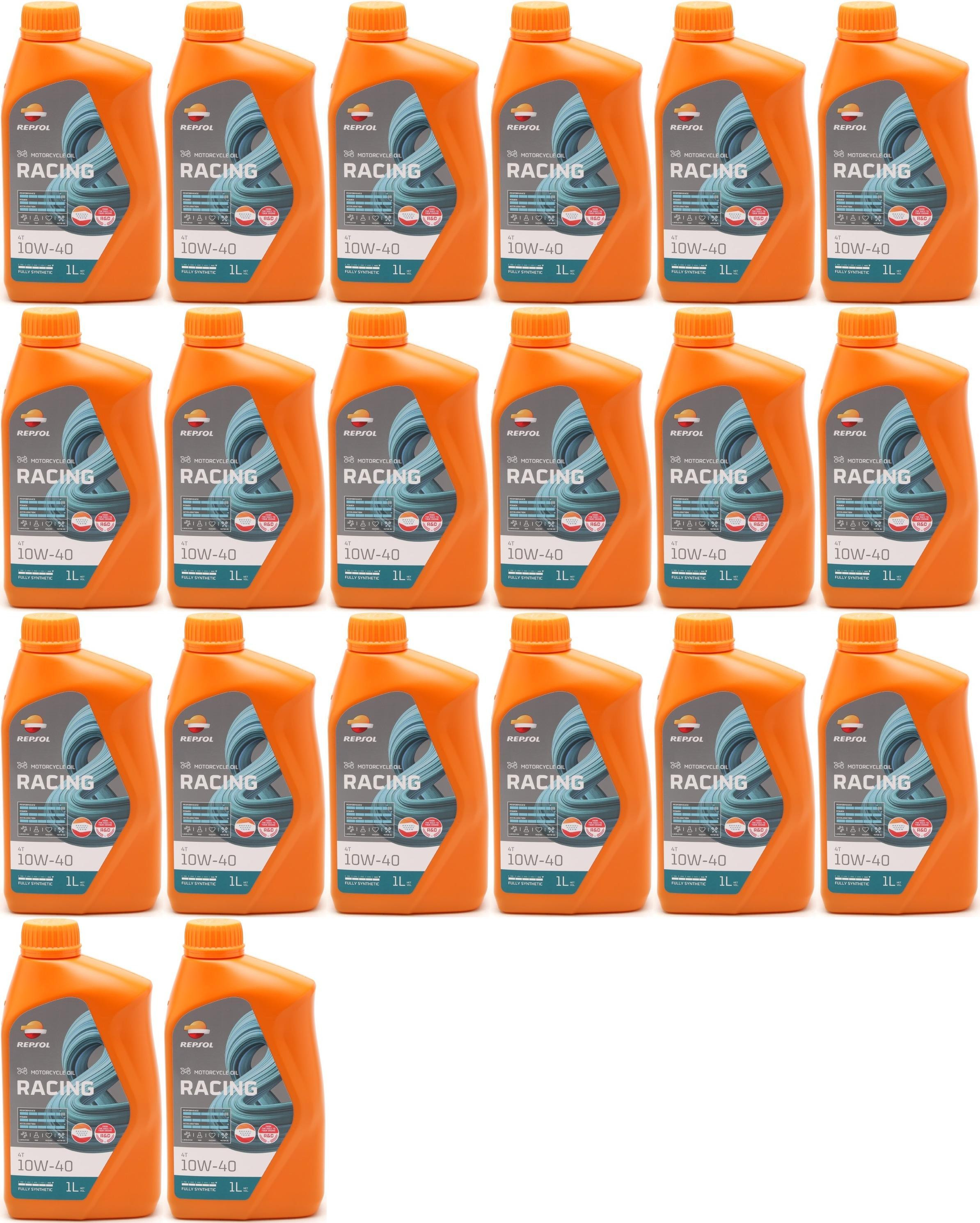 Repsol Motorrad Motoröl MOTO RACING 4T 10W40 1 Liter 20x 1l = 20 Liter