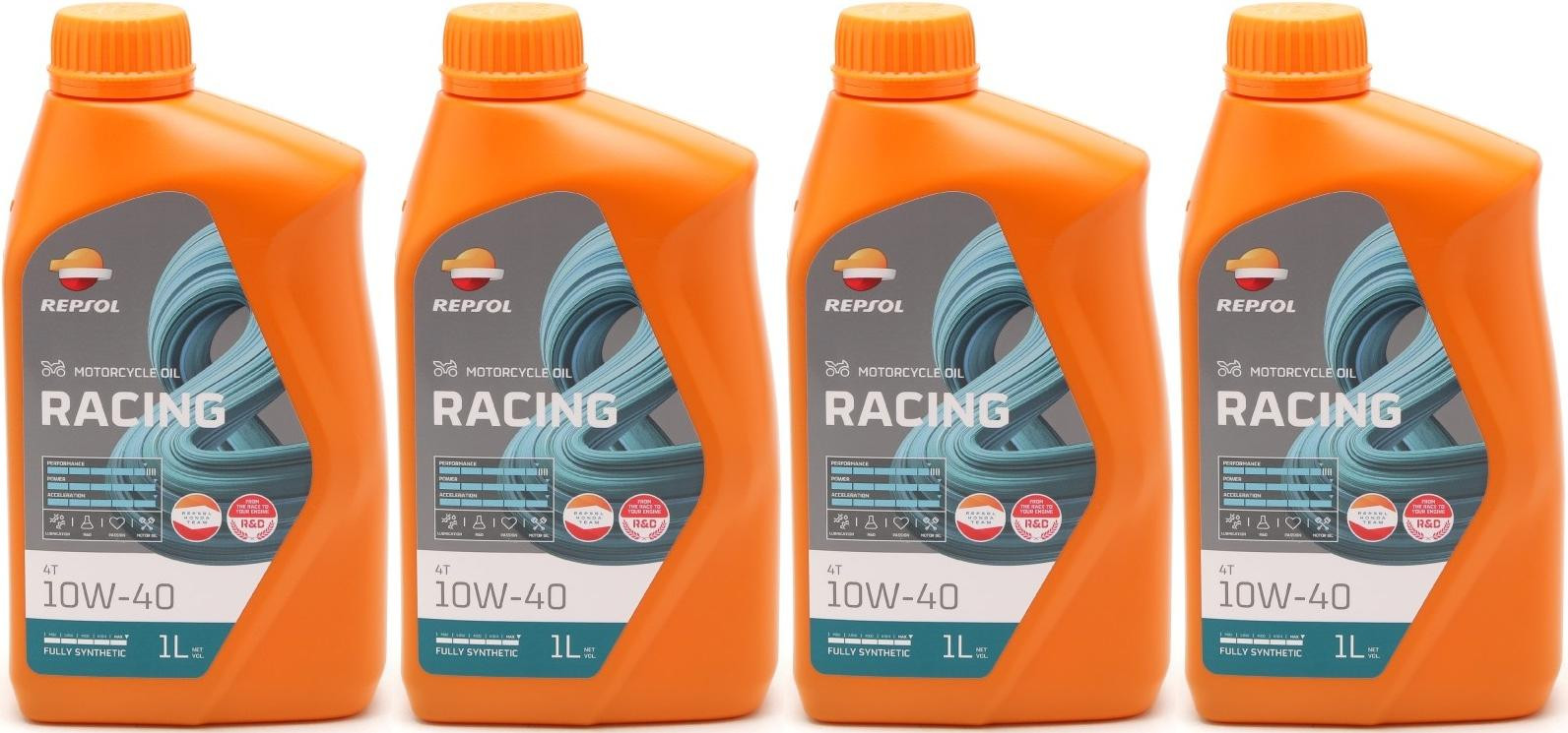 Repsol Motorrad Motoröl MOTO RACING 4T 10W40 1 Liter 4x 1l = 4 Liter