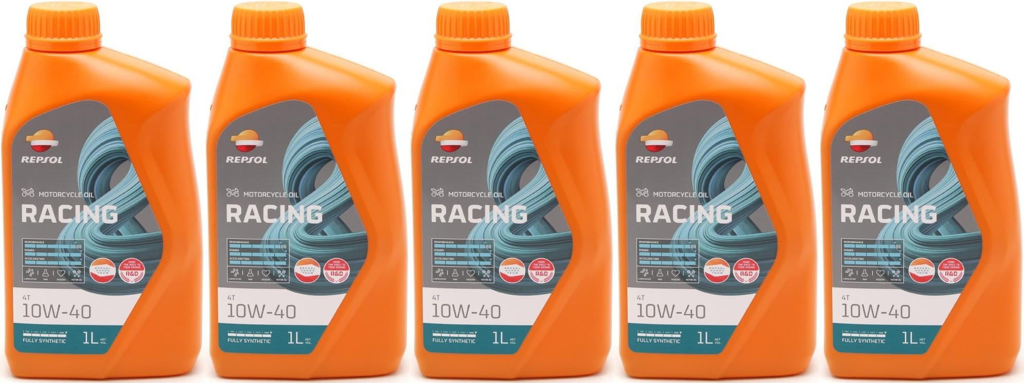Repsol Motorrad Motoröl MOTO RACING 4T 10W40 1 Liter 5x 1l = 5 Liter
