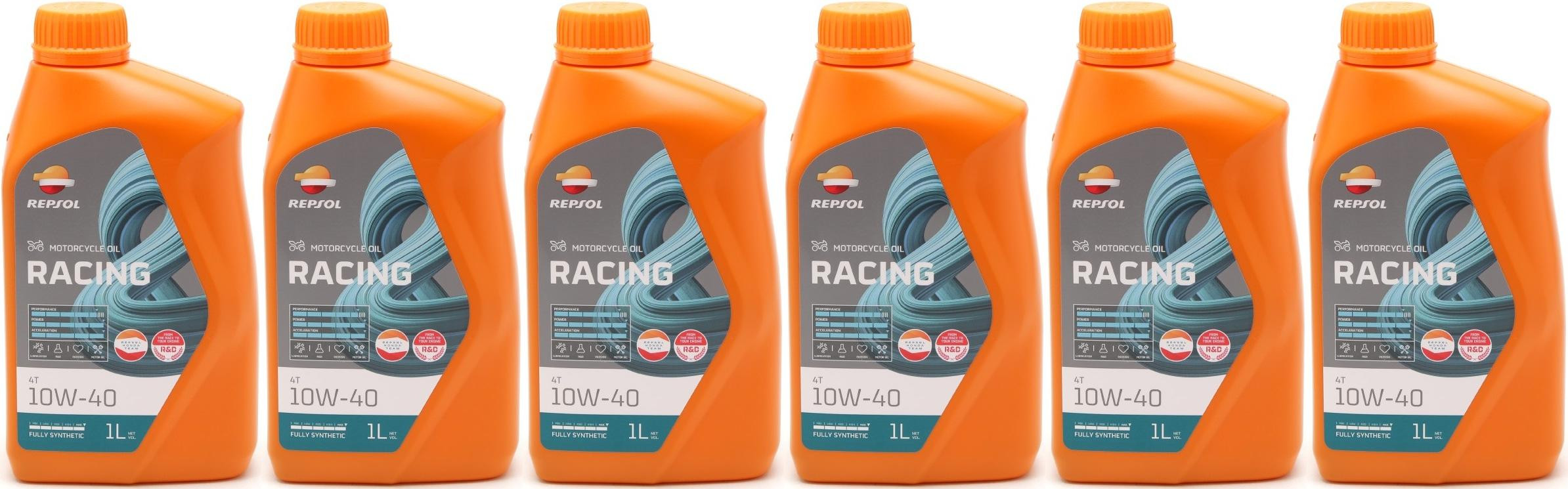Repsol Motorrad Motoröl MOTO RACING 4T 10W40 1 Liter 6x 1l = 6 Liter