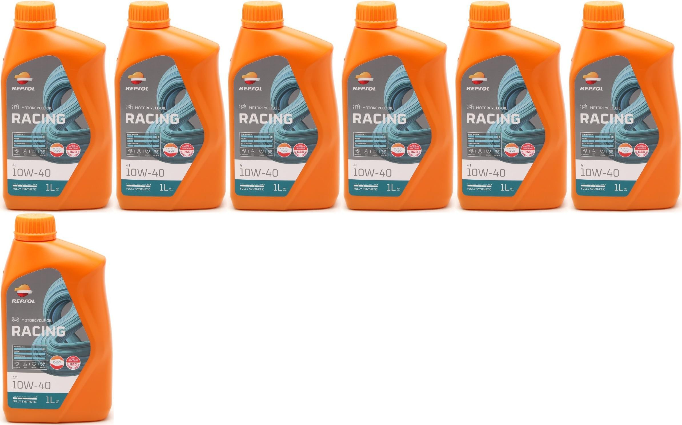 Repsol Motorrad Motoröl MOTO RACING 4T 10W40 1 Liter 7x 1l = 7 Liter