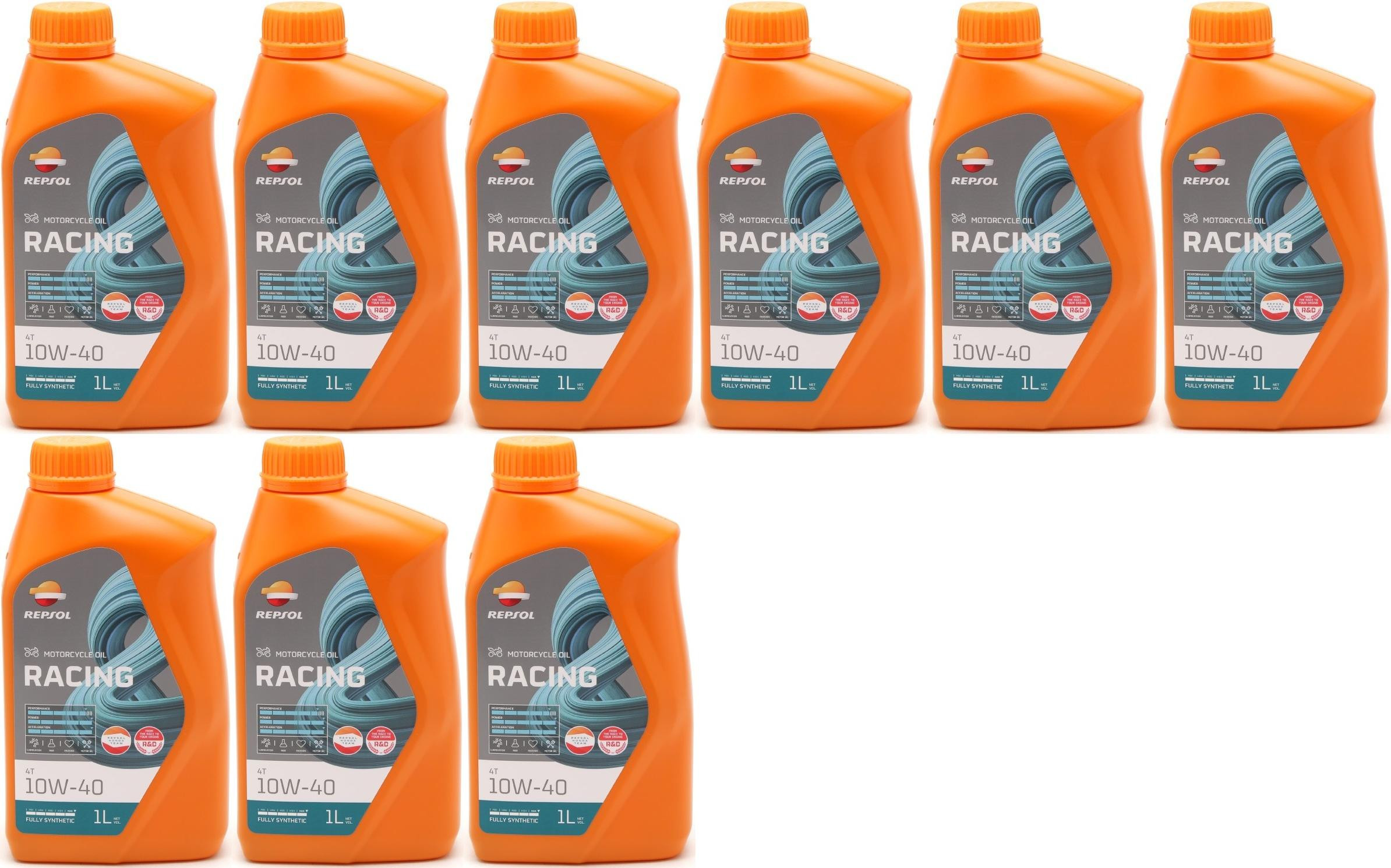 Repsol Motorrad Motoröl MOTO RACING 4T 10W40 1 Liter 9x 1l = 9 Liter