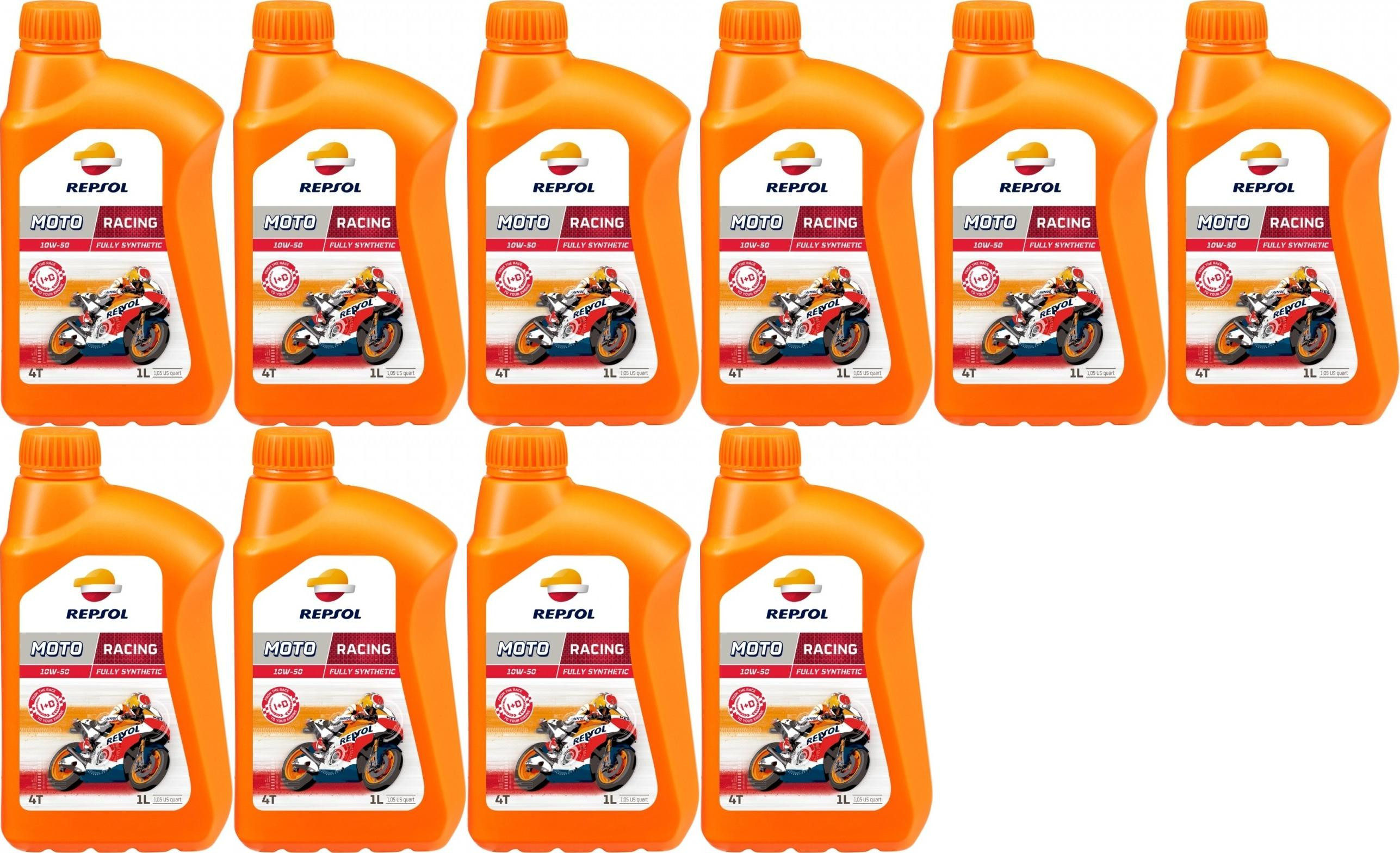 Repsol Motorrad Motoröl MOTO RACING 4T 10W50 1 Liter 10x 1l = 10 Liter