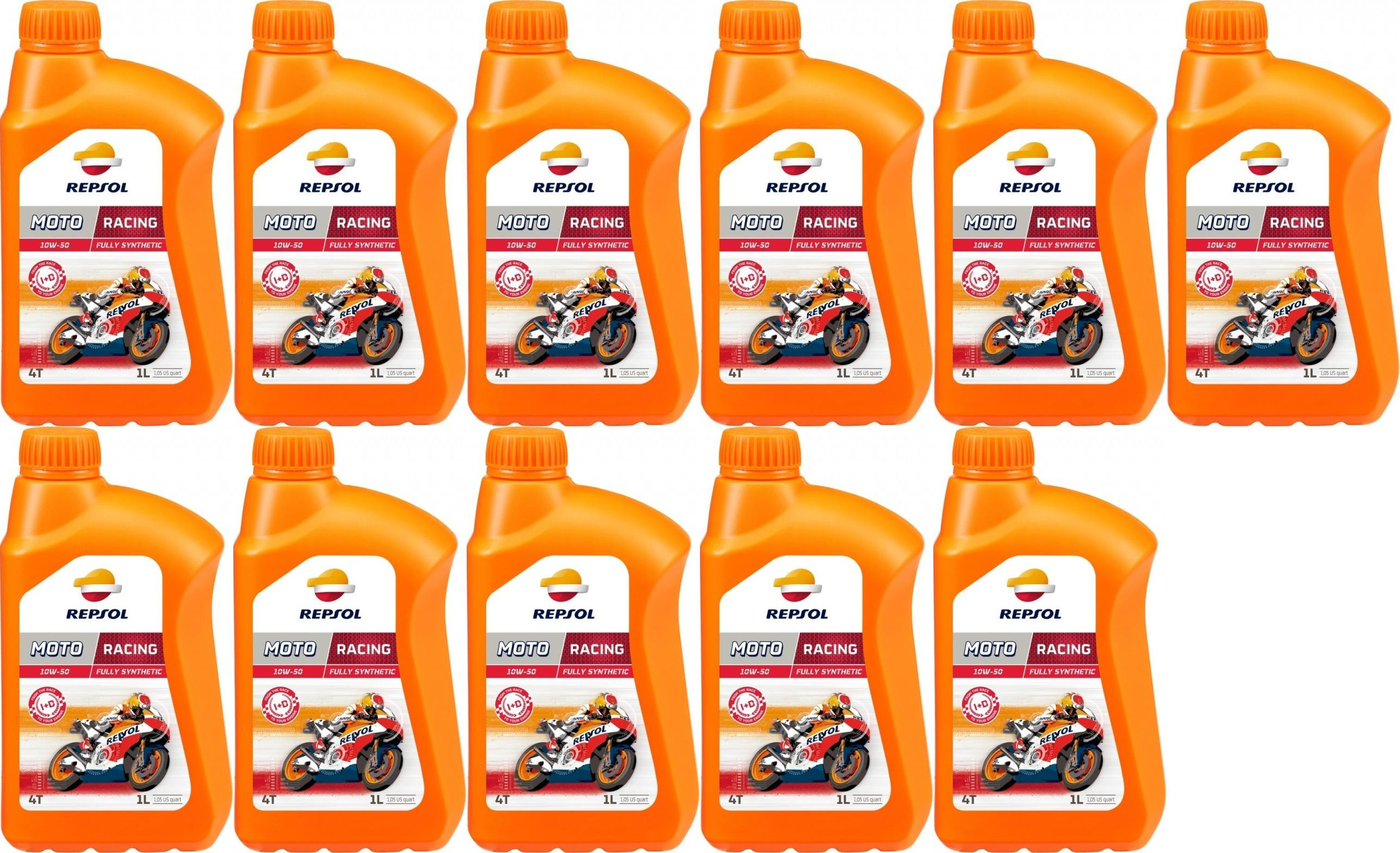 Repsol Motorrad Motoröl MOTO RACING 4T 10W50 1 Liter 11x 1l = 11 Liter