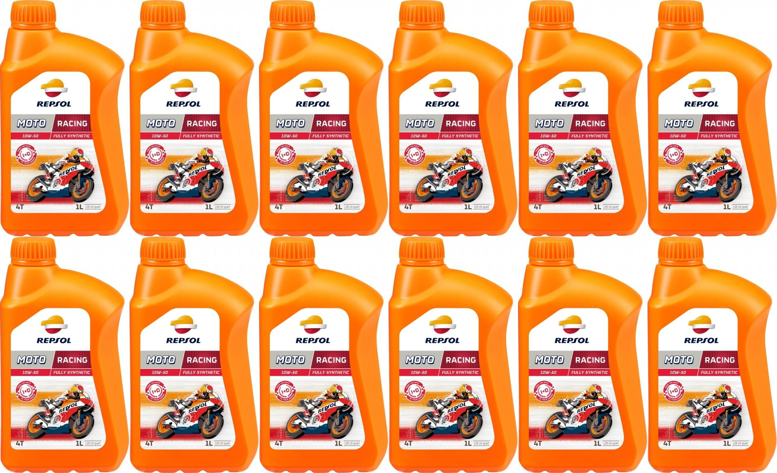 Repsol Motorrad Motoröl MOTO RACING 4T 10W50 1 Liter 12x 1l = 12 Liter