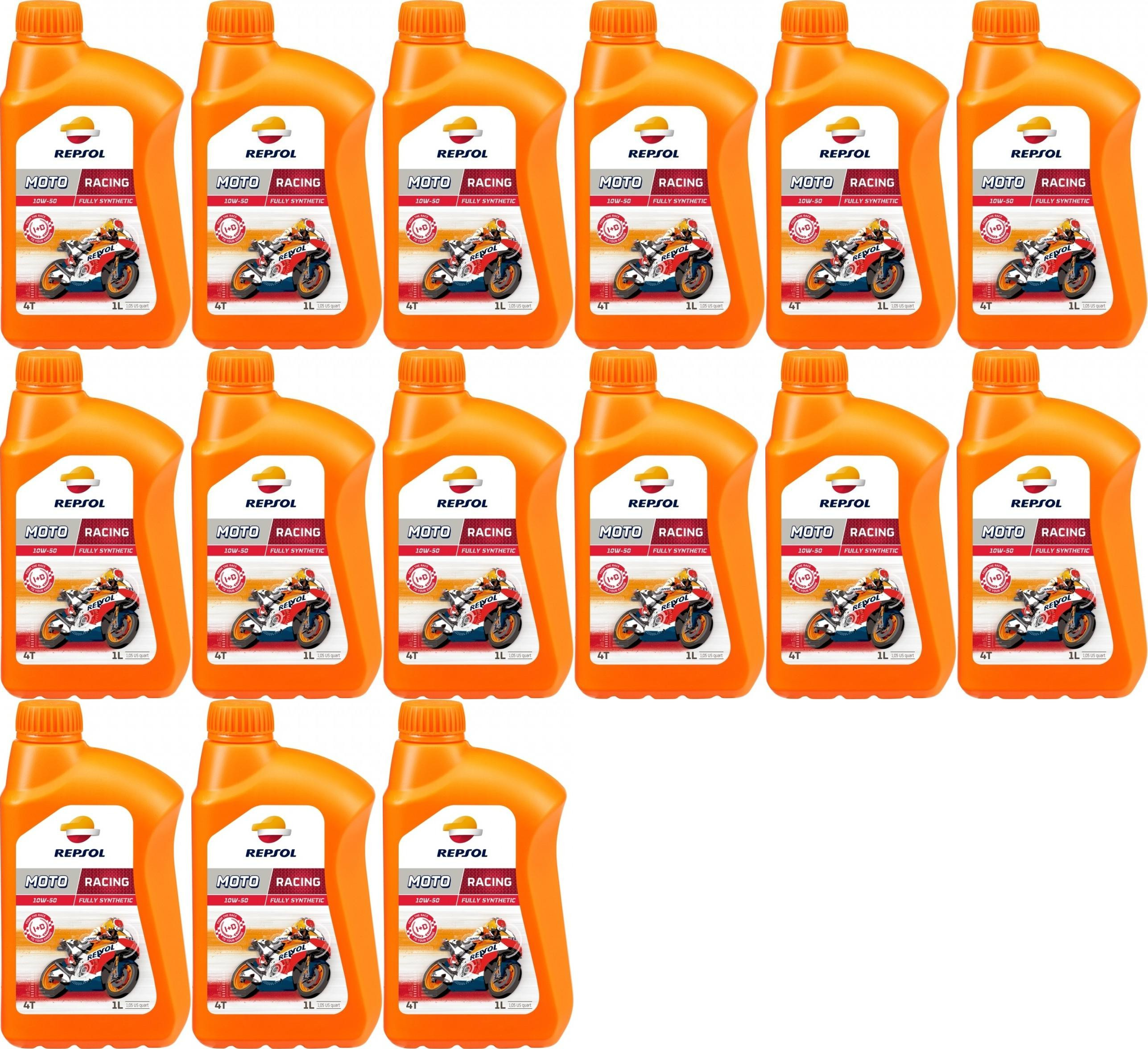 Repsol Motorrad Motoröl MOTO RACING 4T 10W50 1 Liter 15x 1l = 15 Liter