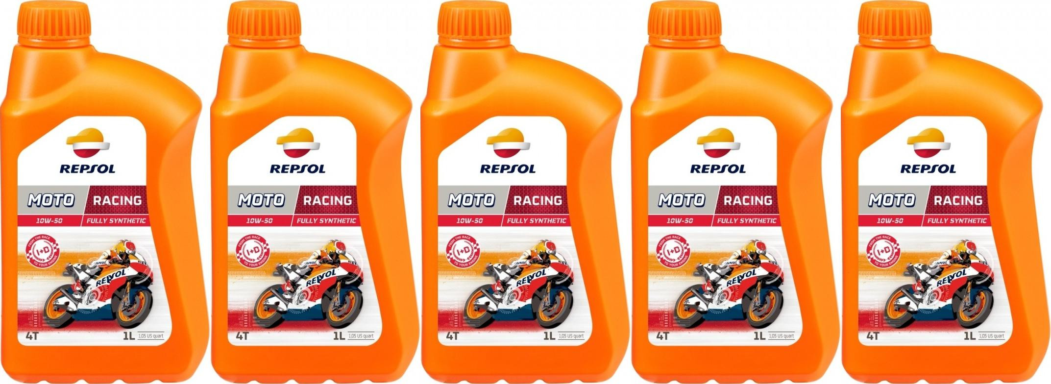 Repsol Motorrad Motoröl MOTO RACING 4T 10W50 1 Liter 5x 1l = 5 Liter