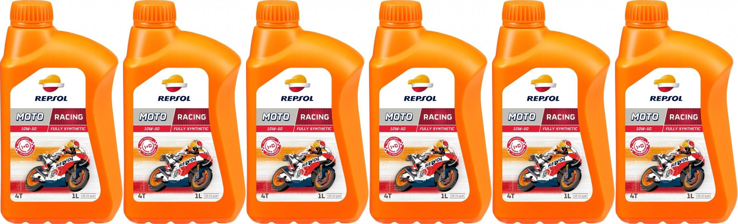 Repsol Motorrad Motoröl MOTO RACING 4T 10W50 1 Liter 6x 1l = 6 Liter