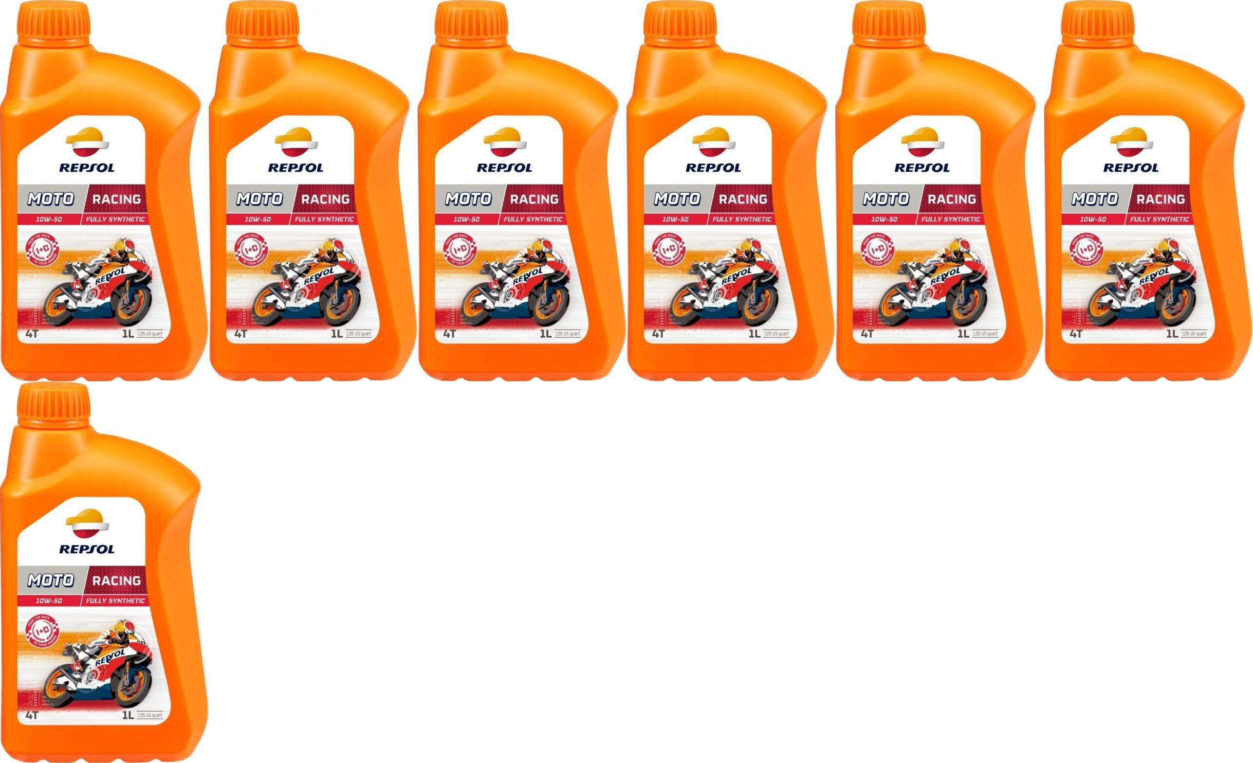 Repsol Motorrad Motoröl MOTO RACING 4T 10W50 1 Liter 7x 1l = 7 Liter