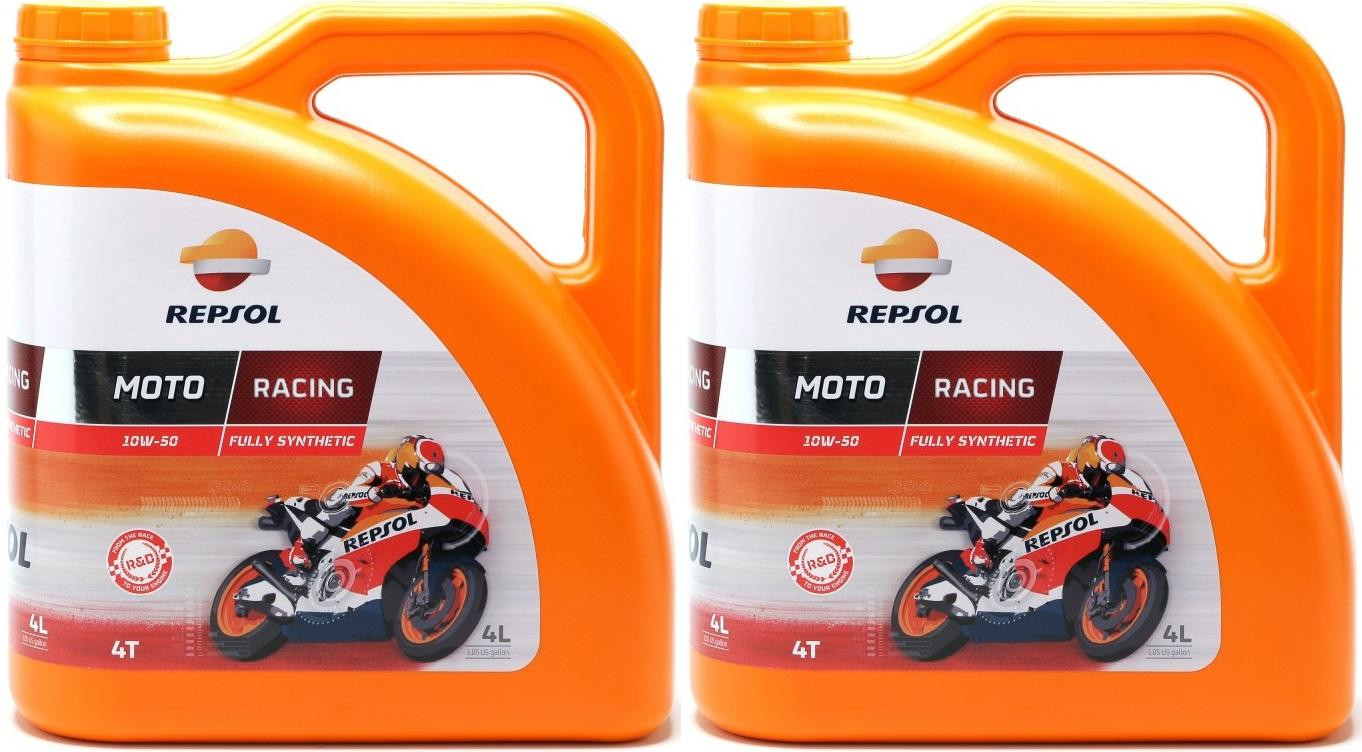 Repsol Motorrad Motoröl MOTO RACING 4T 10W50 2x 4l = 8 Liter