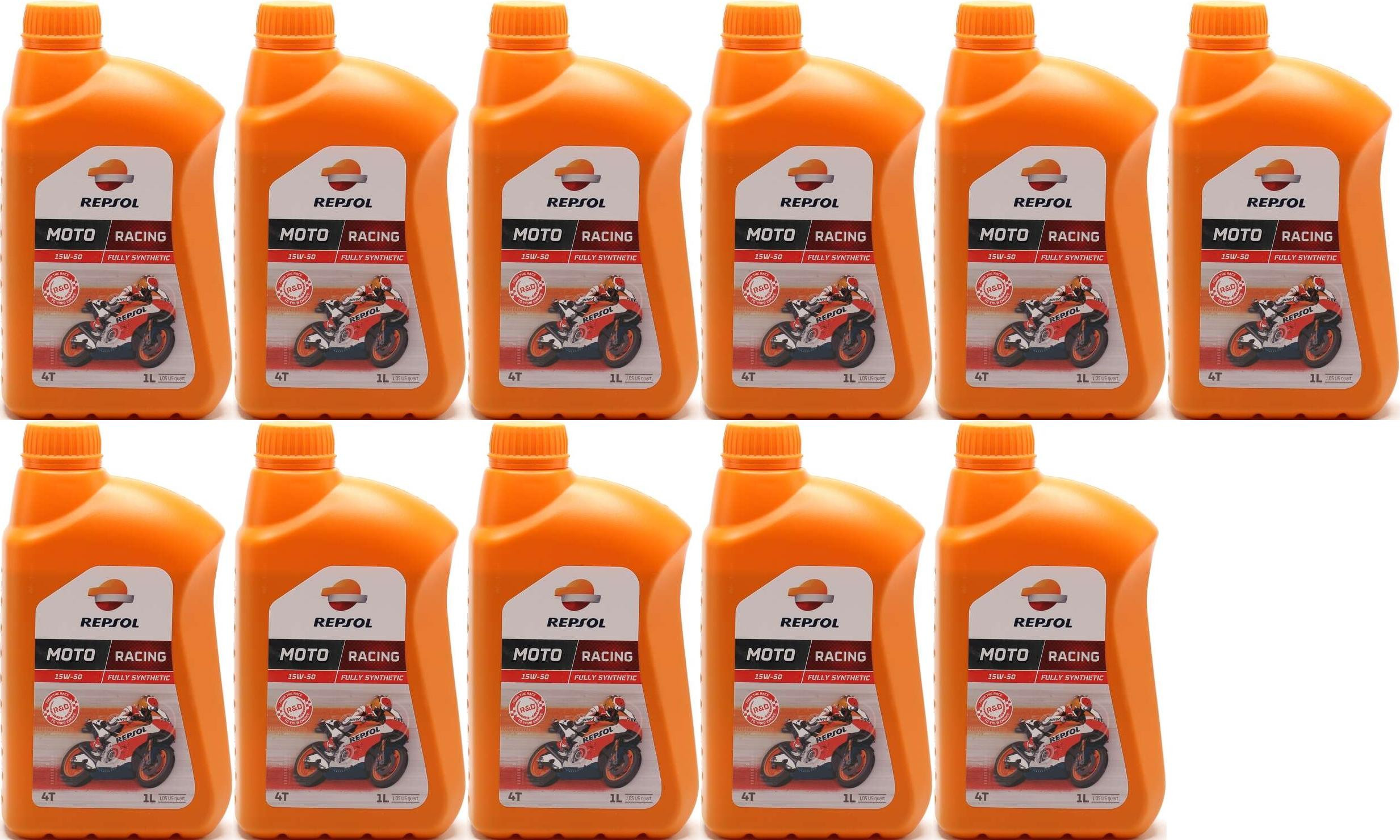 Repsol Motorrad Motoröl MOTO RACING 4T 15W50 1 Liter 11x 1l = 11 Liter