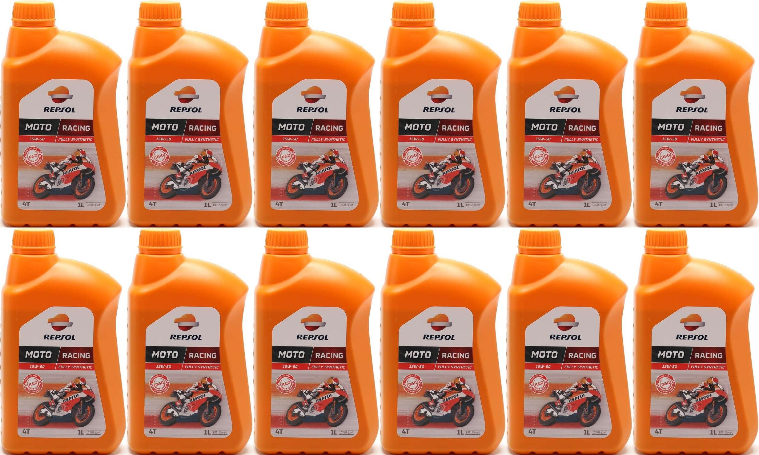 Repsol Motorrad Motoröl MOTO RACING 4T 15W50 1 Liter 12x 1l = 12 Liter
