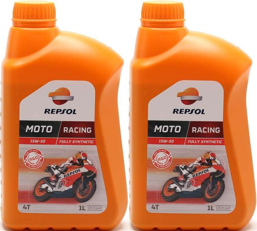Repsol Motorrad Motoröl MOTO RACING 4T 15W50 1 Liter 2x 1l = 2 Liter