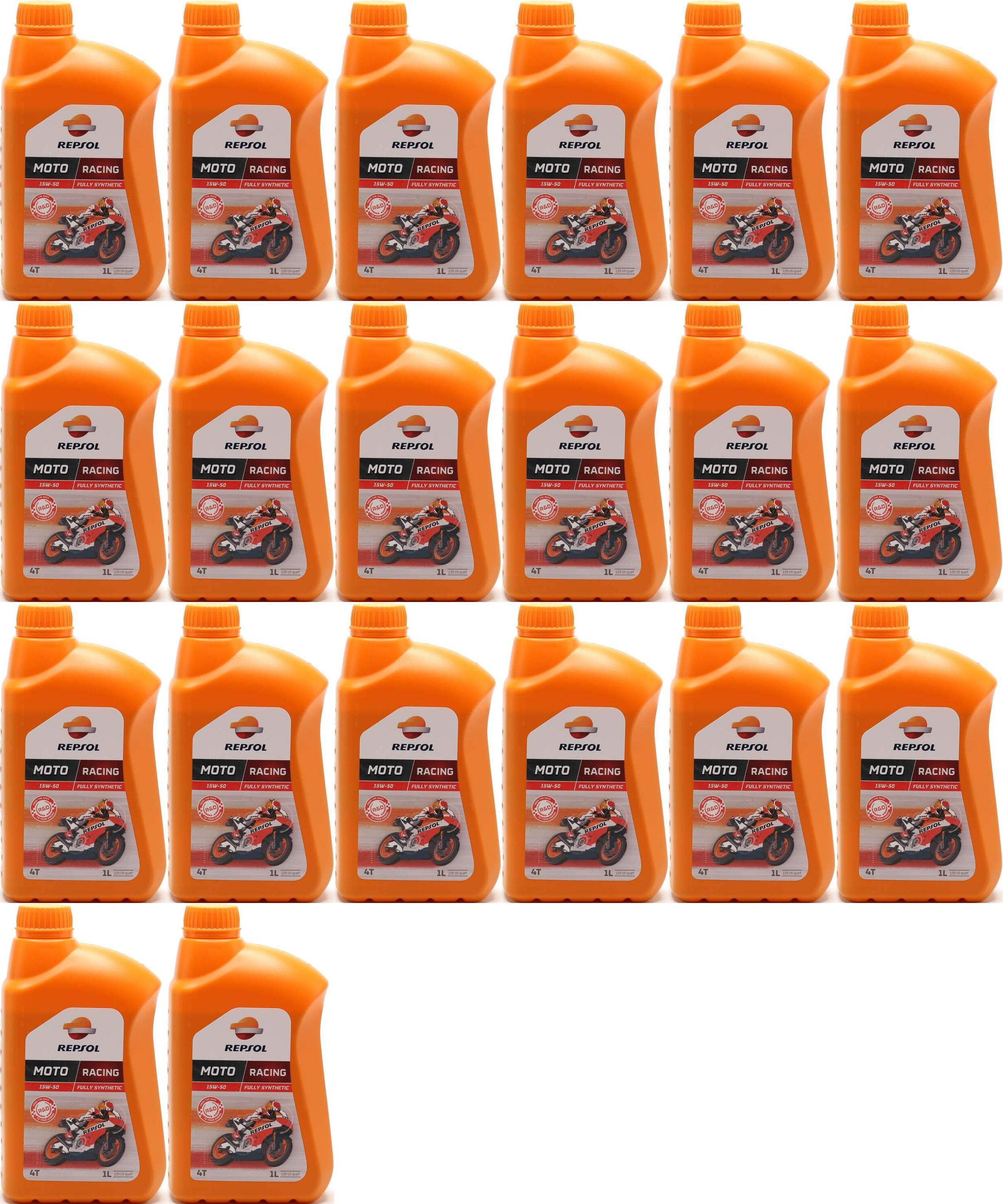 Repsol Motorrad Motoröl MOTO RACING 4T 15W50 1 Liter 20x 1l = 20 Liter