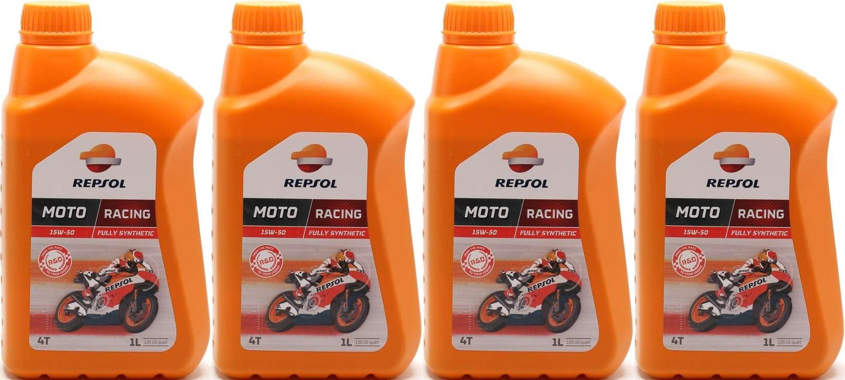Repsol Motorrad Motoröl MOTO RACING 4T 15W50 1 Liter 4x 1l = 4 Liter