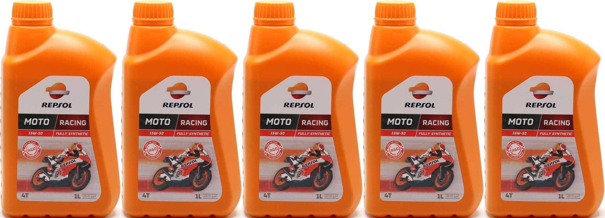 Repsol Motorrad Motoröl MOTO RACING 4T 15W50 1 Liter 5x 1l = 5 Liter