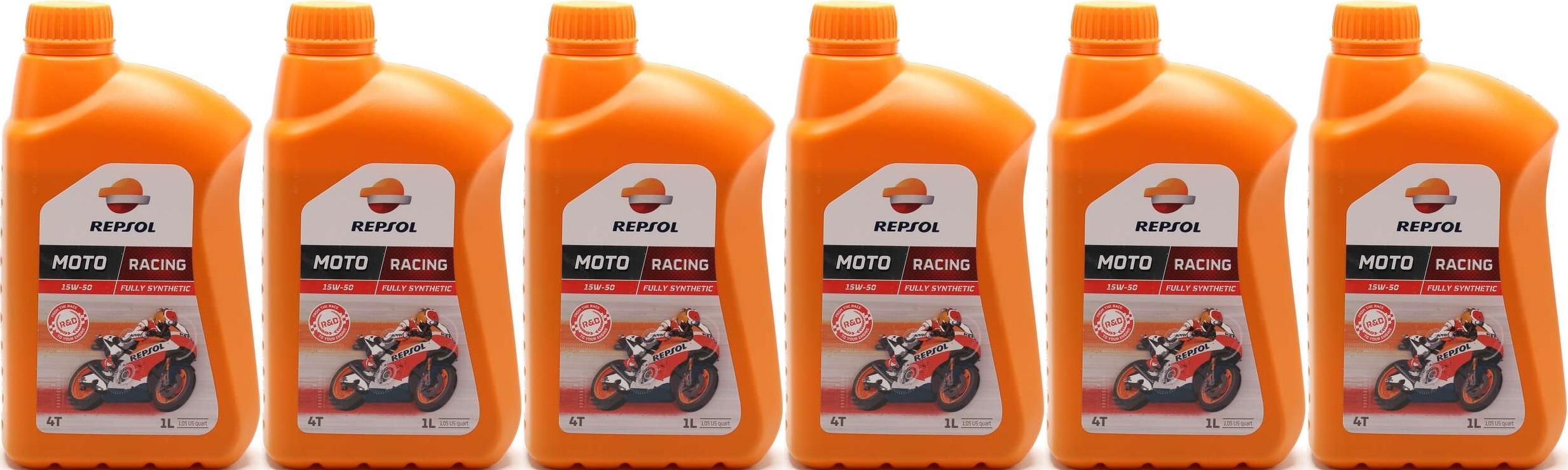Repsol Motorrad Motoröl MOTO RACING 4T 15W50 1 Liter 6x 1l = 6 Liter